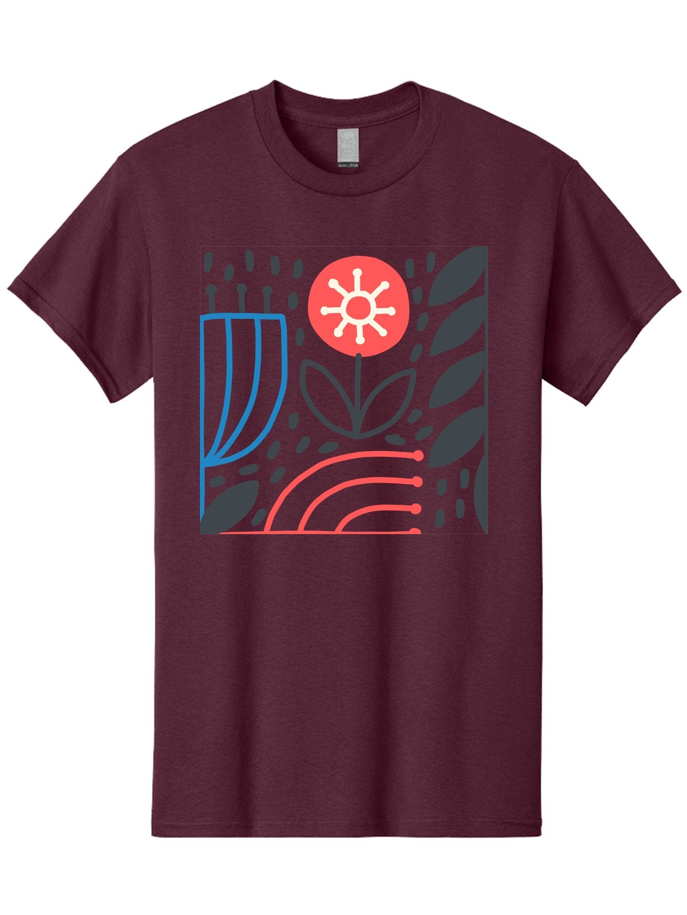 Abstract-Flower Men'S Graphic Tee, 100% Cotton, Comfortable Casual Summer Wear, Machine Washable, Stylish Flower, Abstract Art, Minimalist Design, Simple Shapes, Floral Pattern, Modern Aesthetic, Artistic Expression Aab654 13