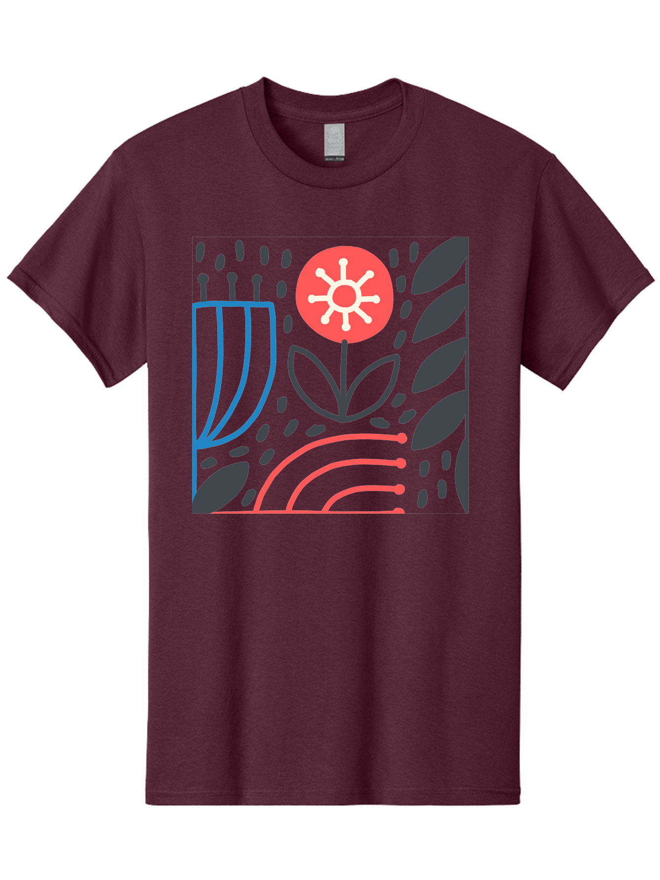 Abstract-Flower Men'S Graphic Tee, 100% Cotton, Comfortable Casual Summer Wear, Machine Washable, Stylish Flower, Abstract Art, Minimalist Design, Simple Shapes, Floral Pattern, Modern Aesthetic, Artistic Expression Aab654 29