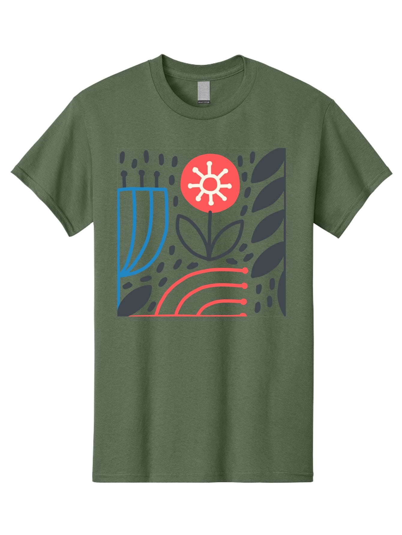 Abstract-Flower Men'S Graphic Tee, 100% Cotton, Comfortable Casual Summer Wear, Machine Washable, Stylish Flower, Abstract Art, Minimalist Design, Simple Shapes, Floral Pattern, Modern Aesthetic, Artistic Expression Aab654 8