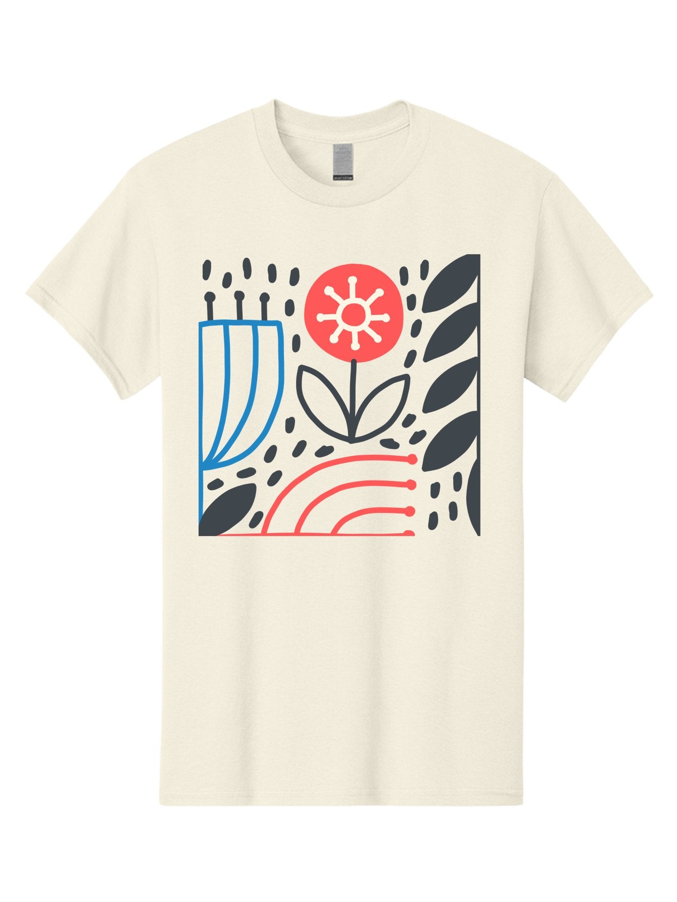 Abstract-Flower Men'S Graphic Tee, 100% Cotton, Comfortable Casual Summer Wear, Machine Washable, Stylish Flower, Abstract Art, Minimalist Design, Simple Shapes, Floral Pattern, Modern Aesthetic, Artistic Expression Aab654 3