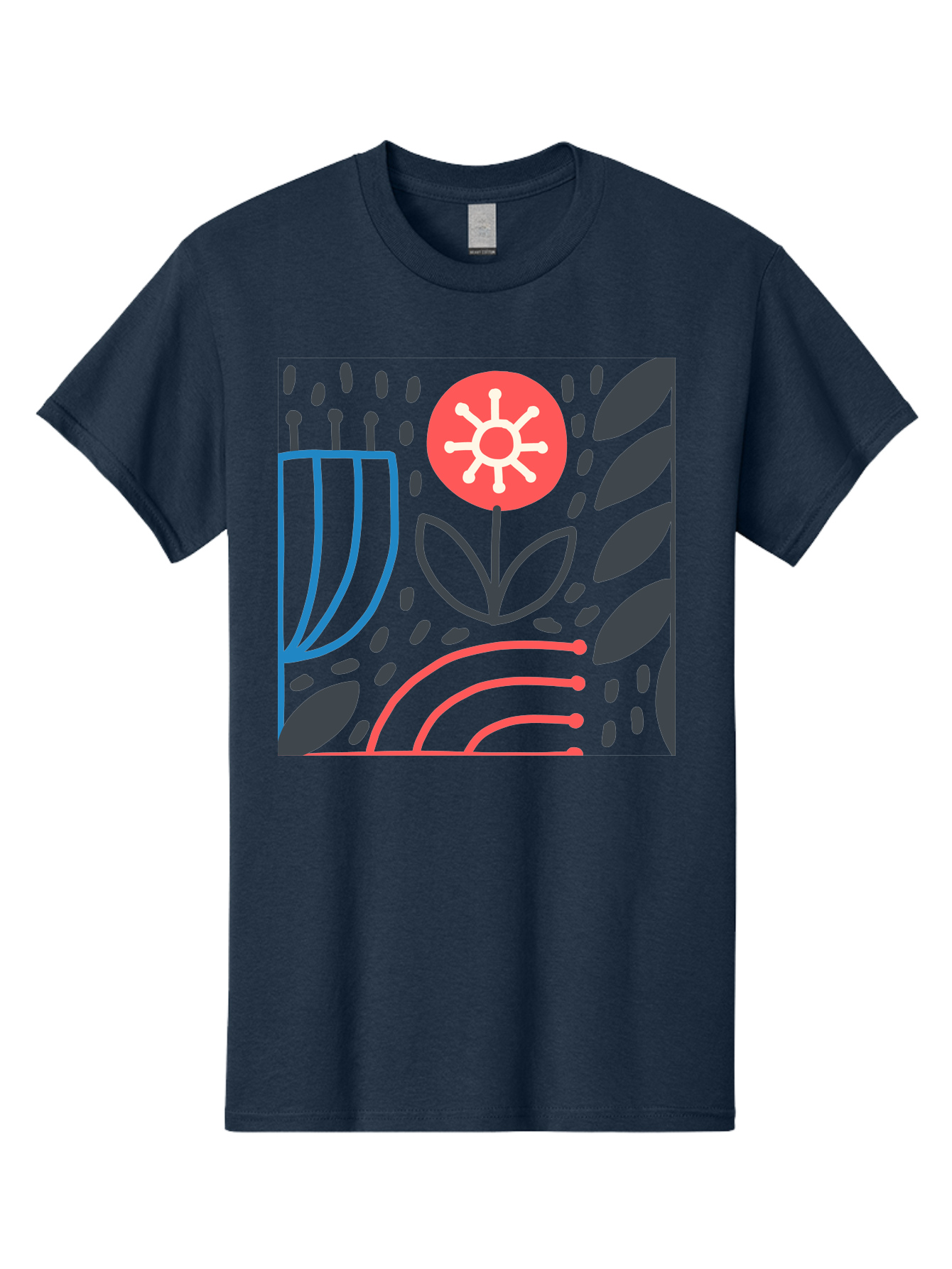 Abstract-Flower Men'S Graphic Tee, 100% Cotton, Comfortable Casual Summer Wear, Machine Washable, Stylish Flower, Abstract Art, Minimalist Design, Simple Shapes, Floral Pattern, Modern Aesthetic, Artistic Expression Aab654 19