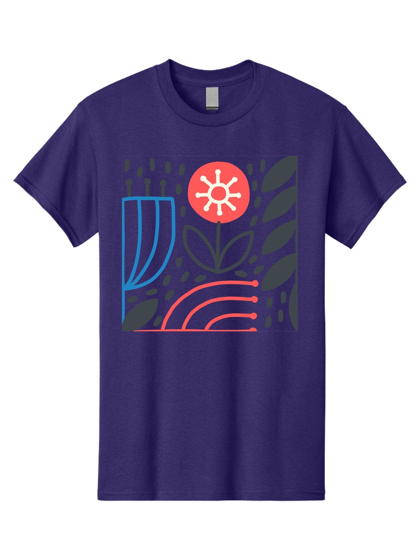 Abstract-Flower Men'S Graphic Tee, 100% Cotton, Comfortable Casual Summer Wear, Machine Washable, Stylish Flower, Abstract Art, Minimalist Design, Simple Shapes, Floral Pattern, Modern Aesthetic, Artistic Expression Aab654