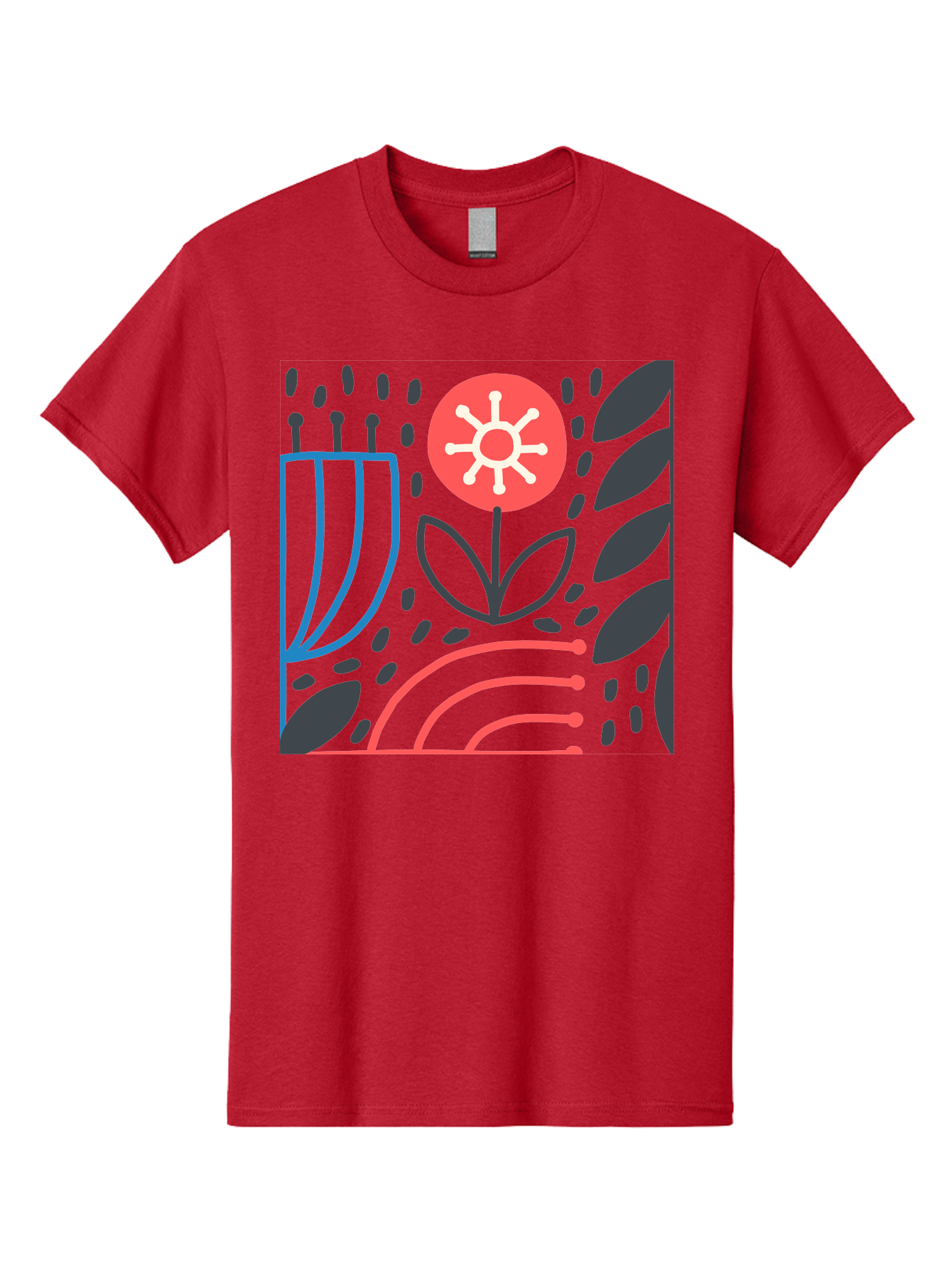 Abstract-Flower Men'S Graphic Tee, 100% Cotton, Comfortable Casual Summer Wear, Machine Washable, Stylish Flower, Abstract Art, Minimalist Design, Simple Shapes, Floral Pattern, Modern Aesthetic, Artistic Expression Aab654 5