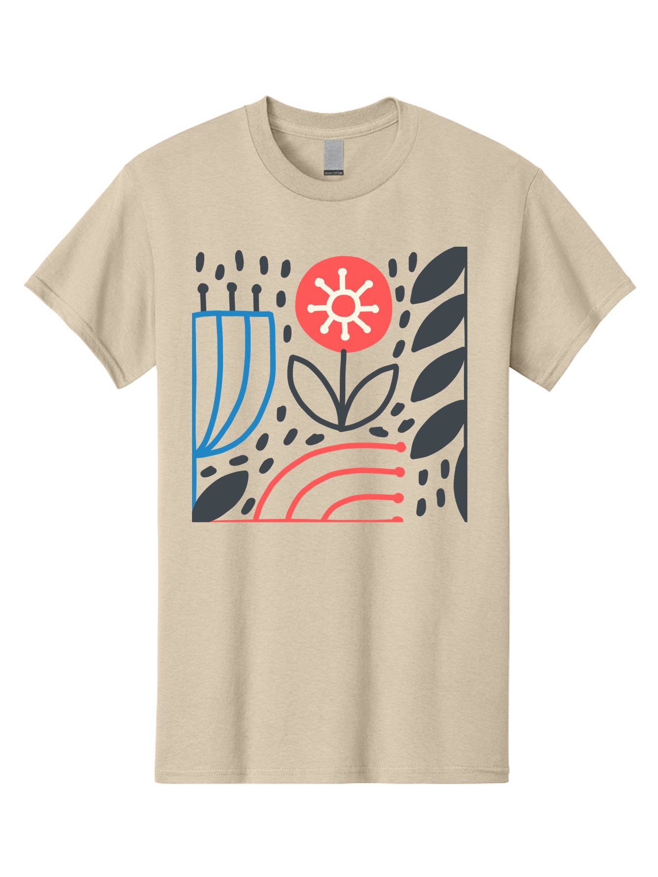 Abstract-Flower Men'S Graphic Tee, 100% Cotton, Comfortable Casual Summer Wear, Machine Washable, Stylish Flower, Abstract Art, Minimalist Design, Simple Shapes, Floral Pattern, Modern Aesthetic, Artistic Expression Aab654 5