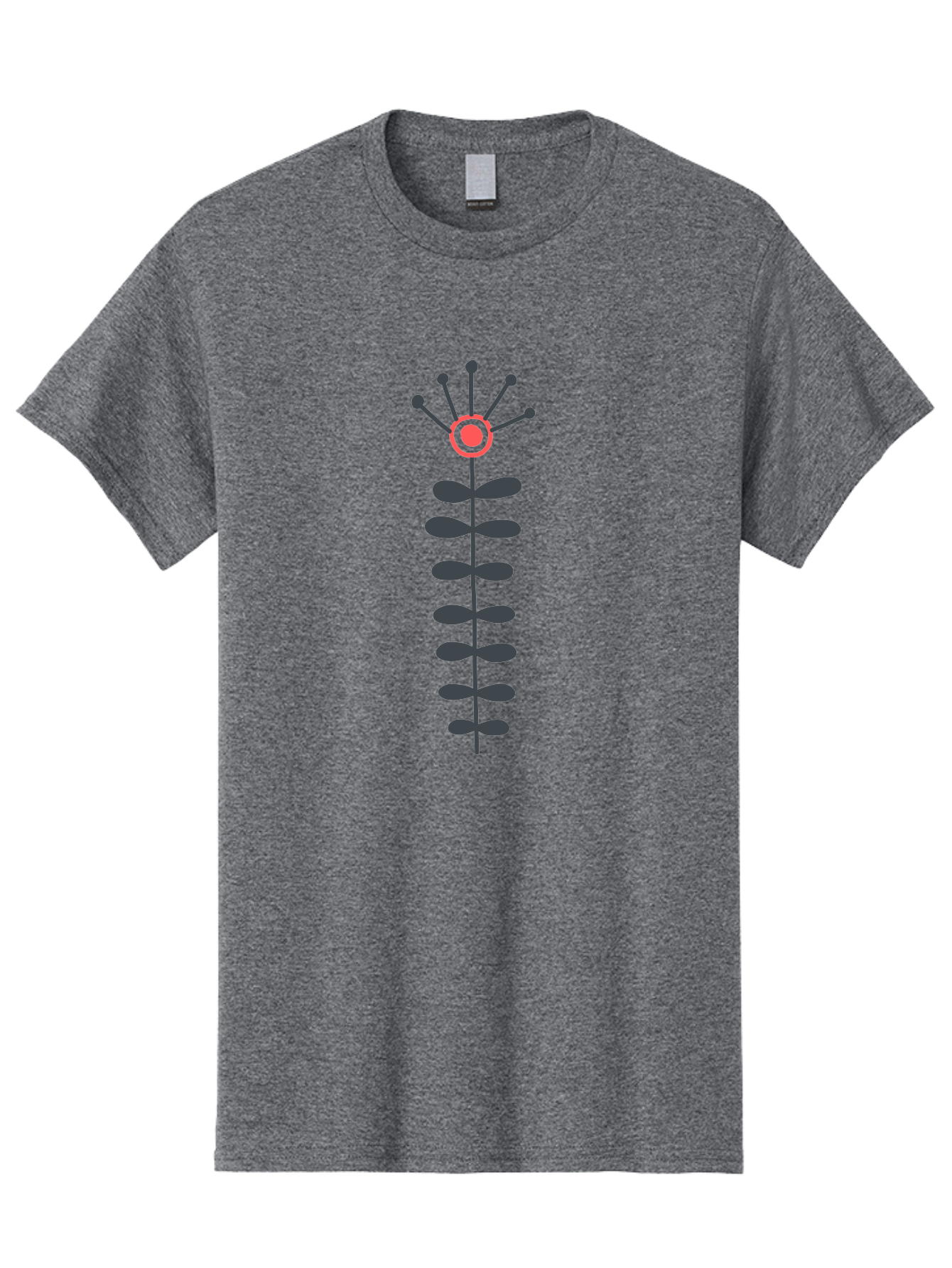 Atom Men'S Graphic Tee, 100% Cotton, Comfortable Casual Summer Wear, Machine Washable, Minimalist Flower Design, Simple Icon, Floral Symbol, Modern Graphic, Grey Petals, Pink Center Aab660 17