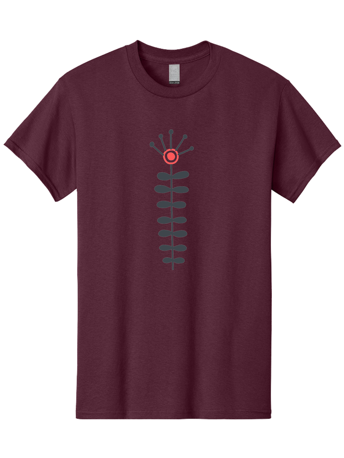 Atom Men'S Graphic Tee, 100% Cotton, Comfortable Casual Summer Wear, Machine Washable, Minimalist Flower Design, Simple Icon, Floral Symbol, Modern Graphic, Grey Petals, Pink Center Aab660 27