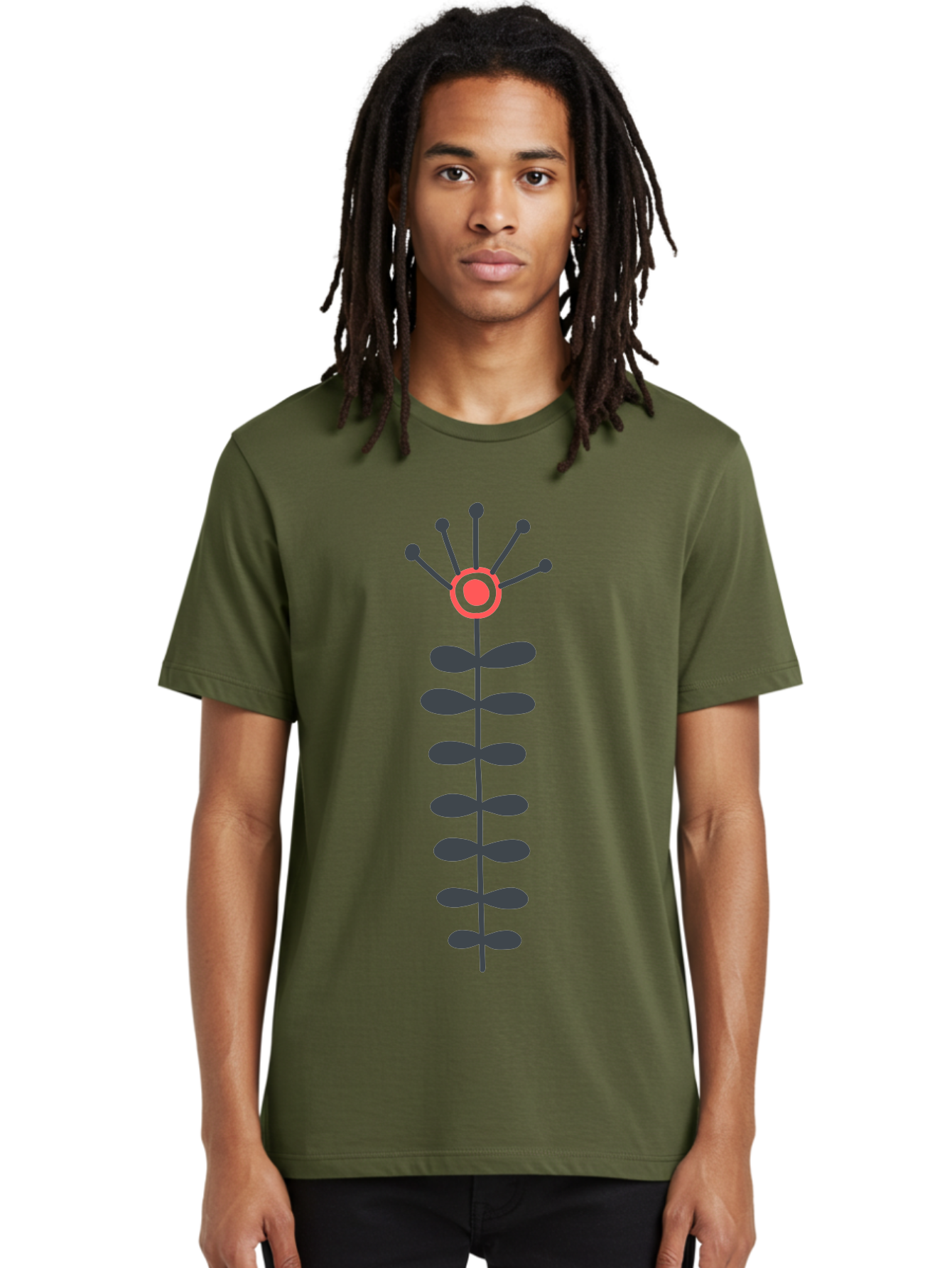 Atom Men'S Graphic Tee, 100% Cotton, Comfortable Casual Summer Wear, Machine Washable, Minimalist Flower Design, Simple Icon, Floral Symbol, Modern Graphic, Grey Petals, Pink Center Aab660 10