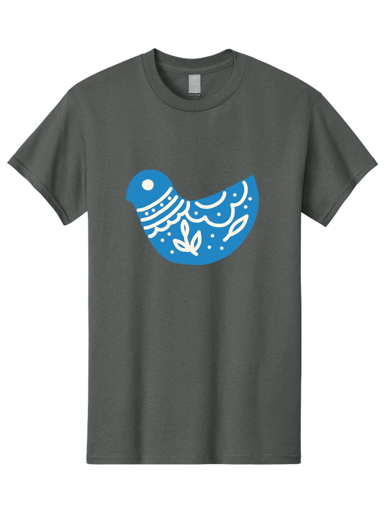 Bird-Logo Men'S Graphic Tee, 100% Cotton, Comfortable Casual Summer Wear, Machine Washable, Blue Bird, White Patterns, Abstract Design, Digital Art, Minimalist Illustration, Stylized Bird, Nature-Inspired, Creative Graphics Aab663 9