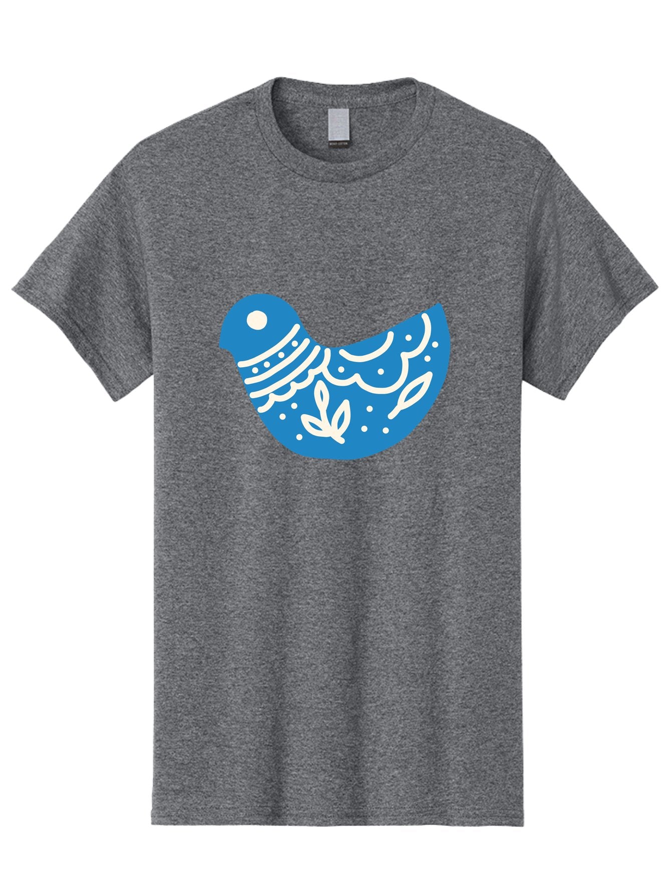 Bird-Logo Men'S Graphic Tee, 100% Cotton, Comfortable Casual Summer Wear, Machine Washable, Blue Bird, White Patterns, Abstract Design, Digital Art, Minimalist Illustration, Stylized Bird, Nature-Inspired, Creative Graphics Aab663 6