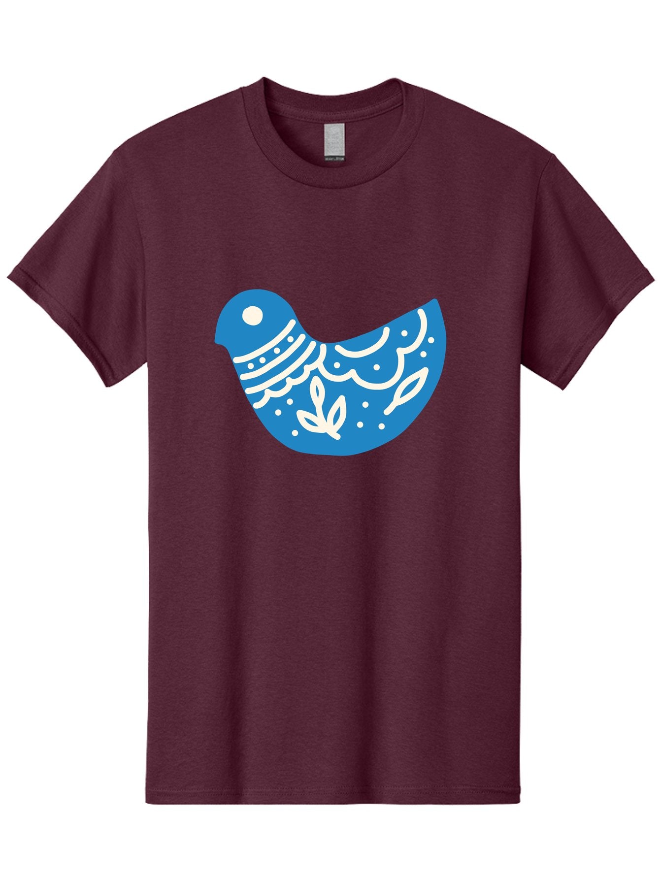 Bird-Logo Men'S Graphic Tee, 100% Cotton, Comfortable Casual Summer Wear, Machine Washable, Blue Bird, White Patterns, Abstract Design, Digital Art, Minimalist Illustration, Stylized Bird, Nature-Inspired, Creative Graphics Aab663 4