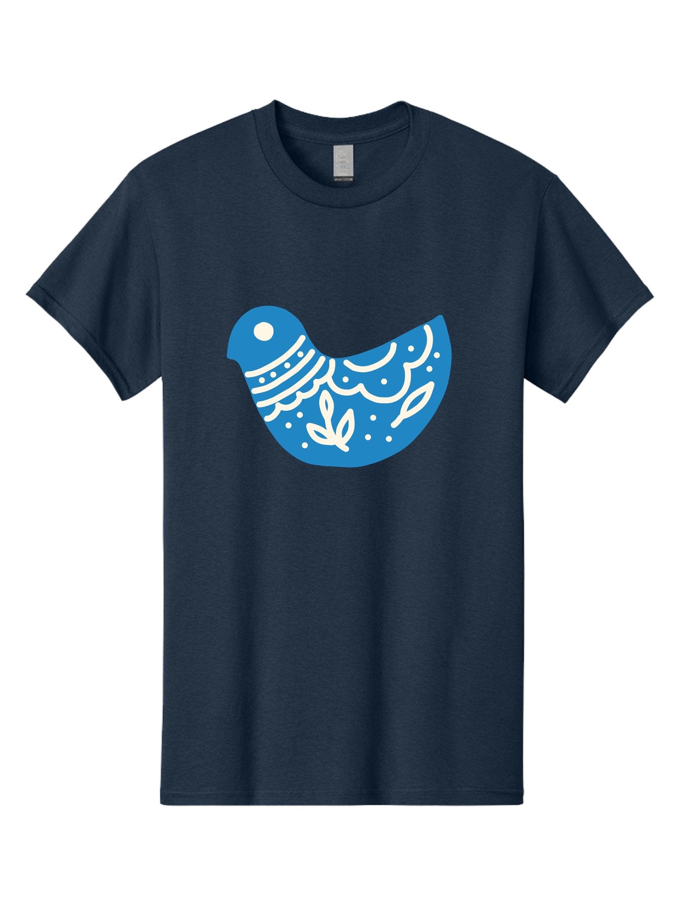 Bird-Logo Men'S Graphic Tee, 100% Cotton, Comfortable Casual Summer Wear, Machine Washable, Blue Bird, White Patterns, Abstract Design, Digital Art, Minimalist Illustration, Stylized Bird, Nature-Inspired, Creative Graphics Aab663 12