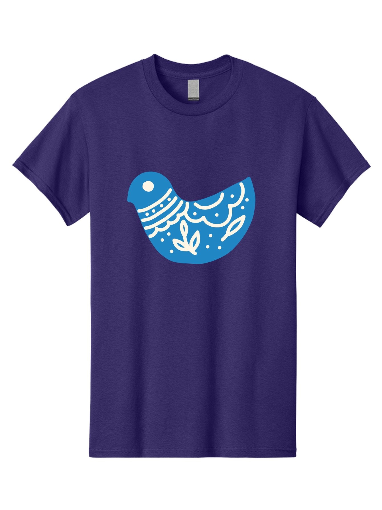 Bird-Logo Men'S Graphic Tee, 100% Cotton, Comfortable Casual Summer Wear, Machine Washable, Blue Bird, White Patterns, Abstract Design, Digital Art, Minimalist Illustration, Stylized Bird, Nature-Inspired, Creative Graphics Aab663