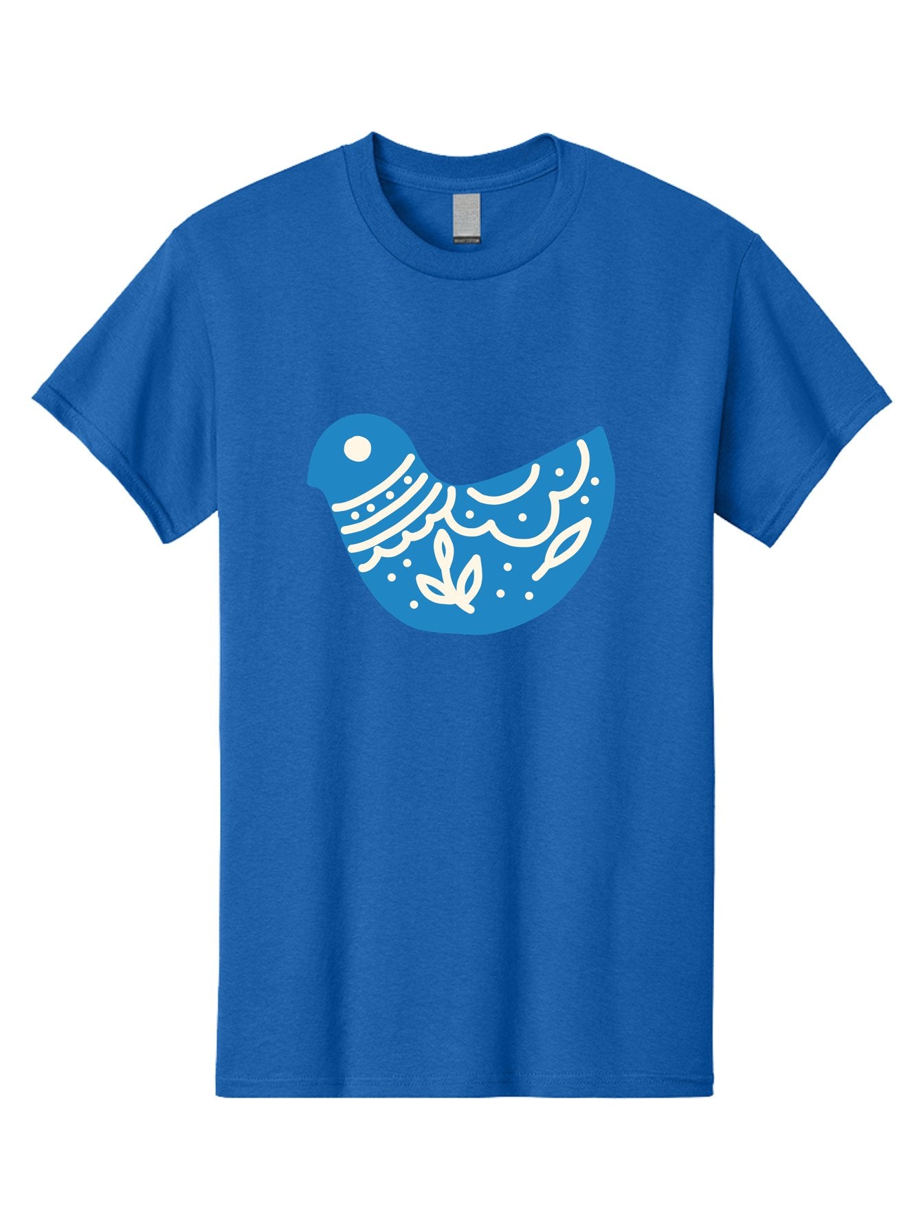 Bird-Logo Men'S Graphic Tee, 100% Cotton, Comfortable Casual Summer Wear, Machine Washable, Blue Bird, White Patterns, Abstract Design, Digital Art, Minimalist Illustration, Stylized Bird, Nature-Inspired, Creative Graphics Aab663 5