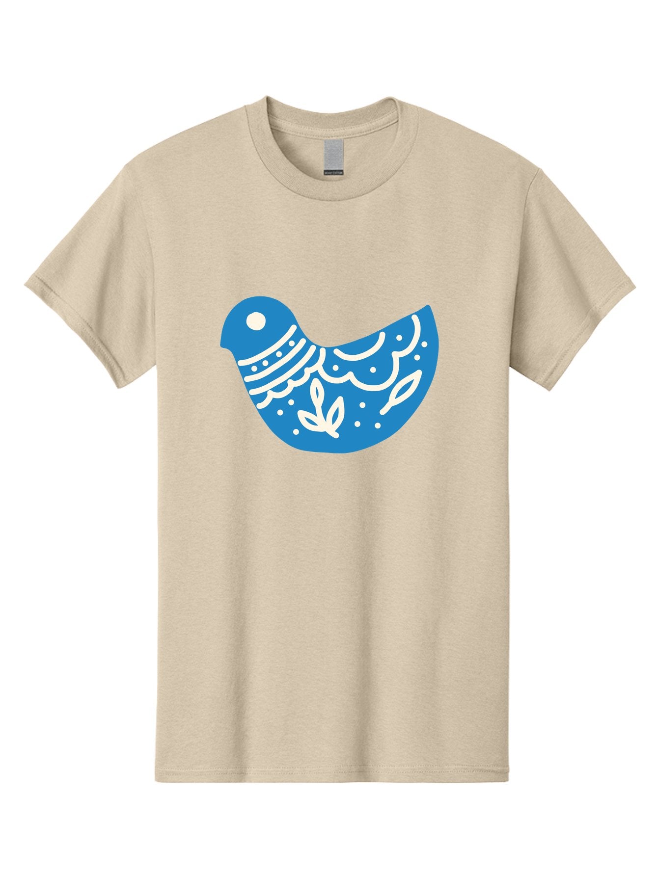 Bird-Logo Men'S Graphic Tee, 100% Cotton, Comfortable Casual Summer Wear, Machine Washable, Blue Bird, White Patterns, Abstract Design, Digital Art, Minimalist Illustration, Stylized Bird, Nature-Inspired, Creative Graphics Aab663 8