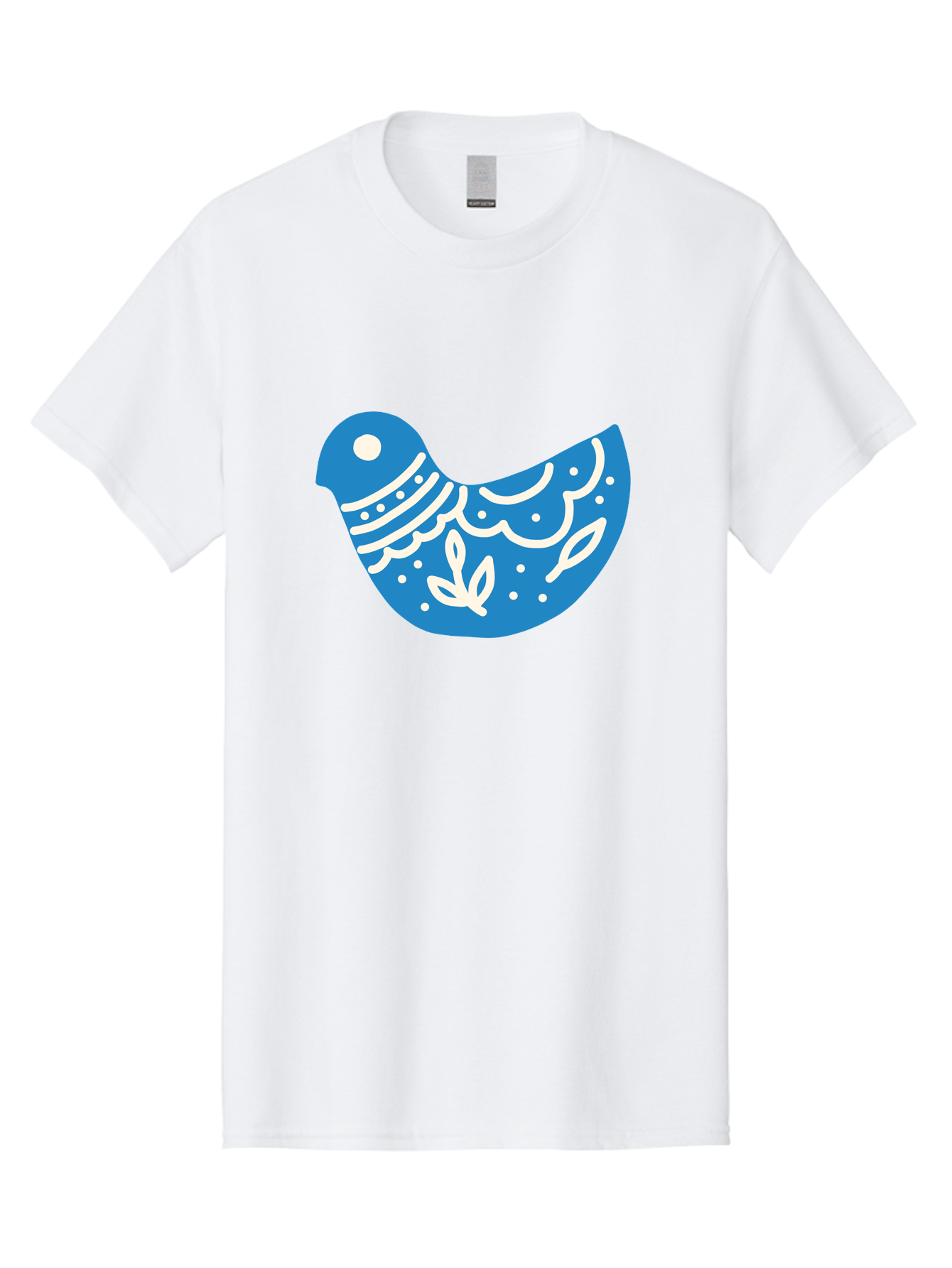 Bird-Logo Men'S Graphic Tee, 100% Cotton, Comfortable Casual Summer Wear, Machine Washable, Blue Bird, White Patterns, Abstract Design, Digital Art, Minimalist Illustration, Stylized Bird, Nature-Inspired, Creative Graphics Aab663