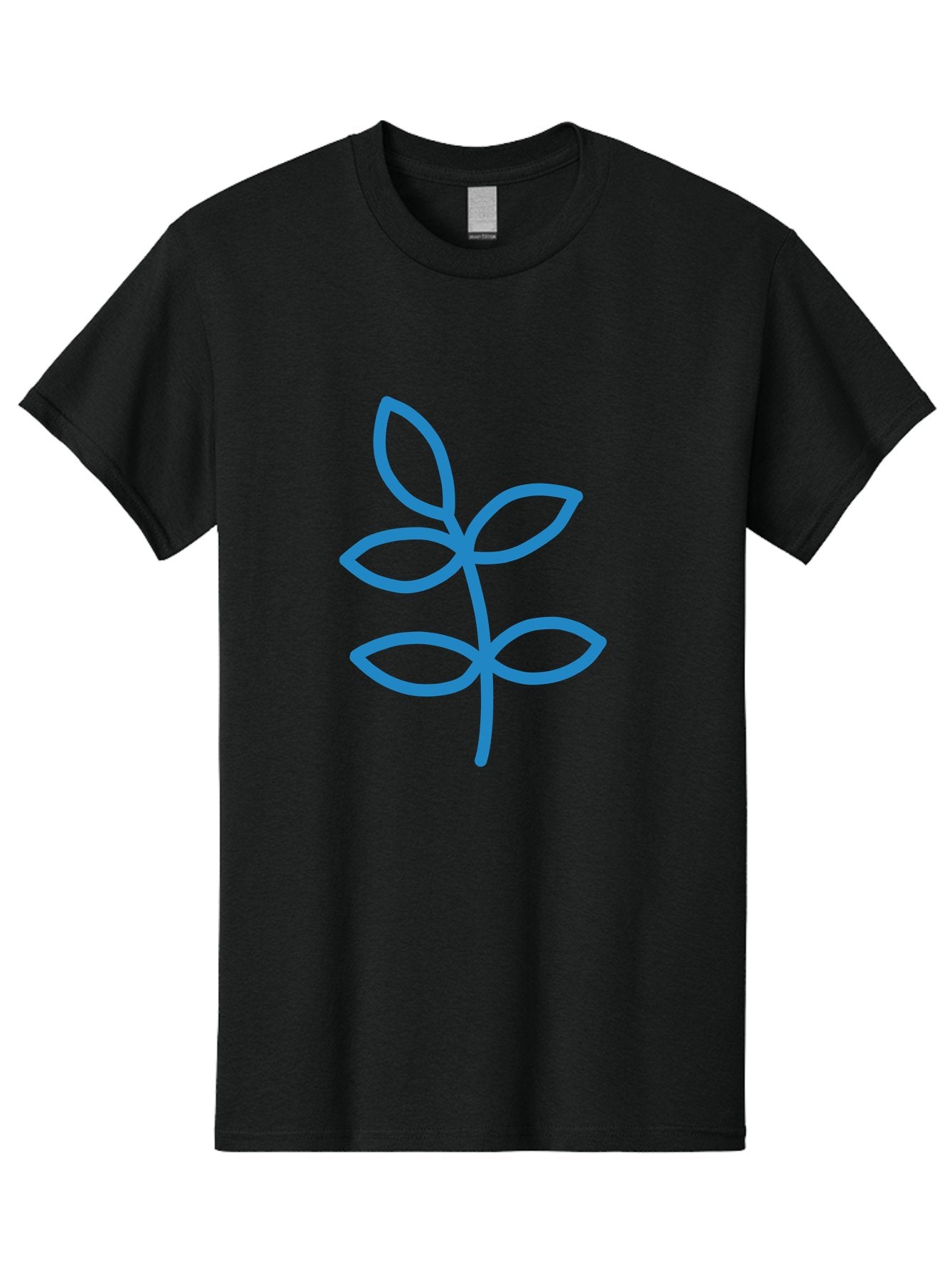 Blue-Leafy-Stem Men'S Graphic Tee, 100% Cotton, Comfortable Casual Summer Wear, Machine Washable, Simple Drawing, Blue Sprout, Five Leaves, Stem, Minimalist Design, Botanical Illustration, Hand-Drawn Art, Digital Art Aab669 5