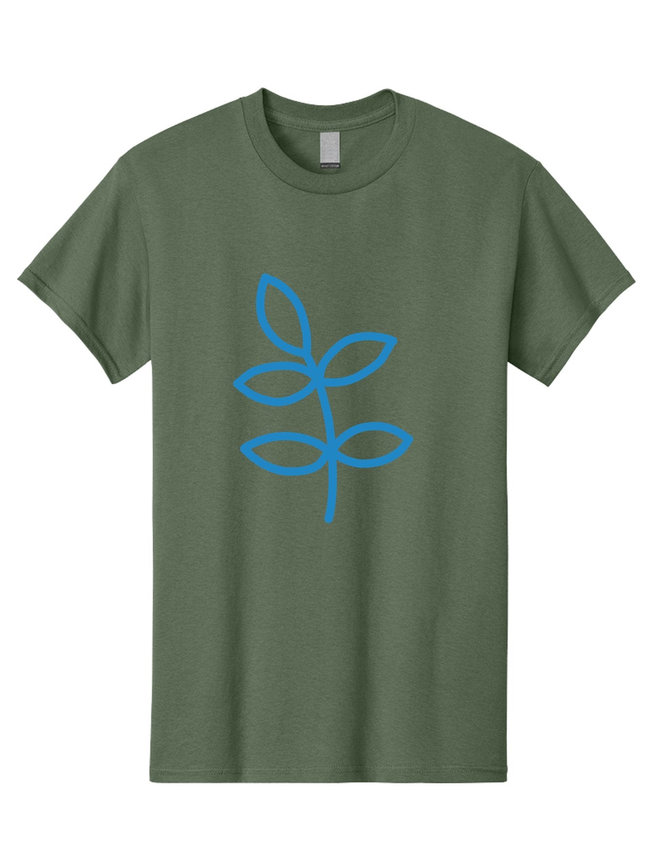 Blue-Leafy-Stem Men'S Graphic Tee, 100% Cotton, Comfortable Casual Summer Wear, Machine Washable, Simple Drawing, Blue Sprout, Five Leaves, Stem, Minimalist Design, Botanical Illustration, Hand-Drawn Art, Digital Art Aab669 10