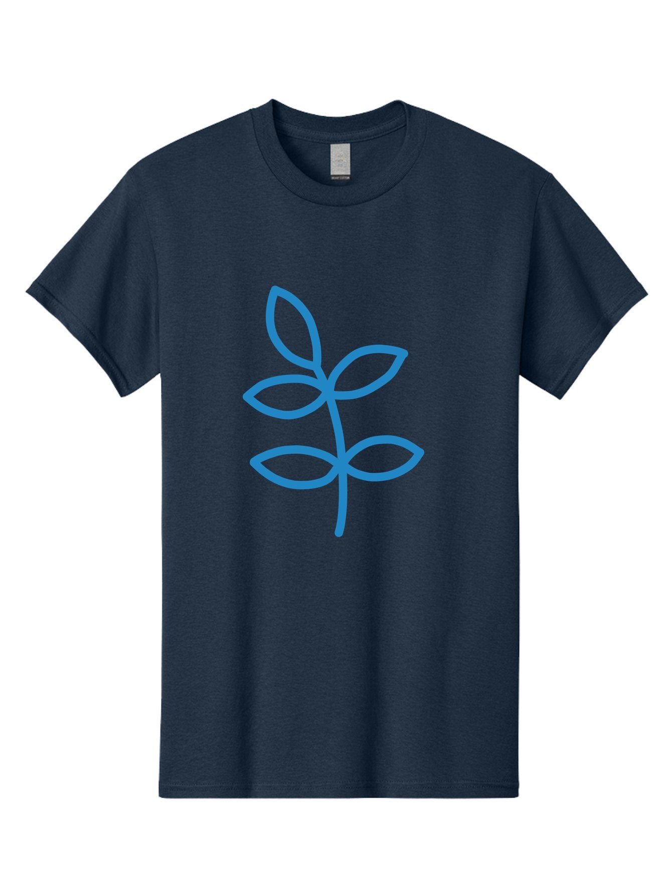Blue-Leafy-Stem Men'S Graphic Tee, 100% Cotton, Comfortable Casual Summer Wear, Machine Washable, Simple Drawing, Blue Sprout, Five Leaves, Stem, Minimalist Design, Botanical Illustration, Hand-Drawn Art, Digital Art Aab669 12