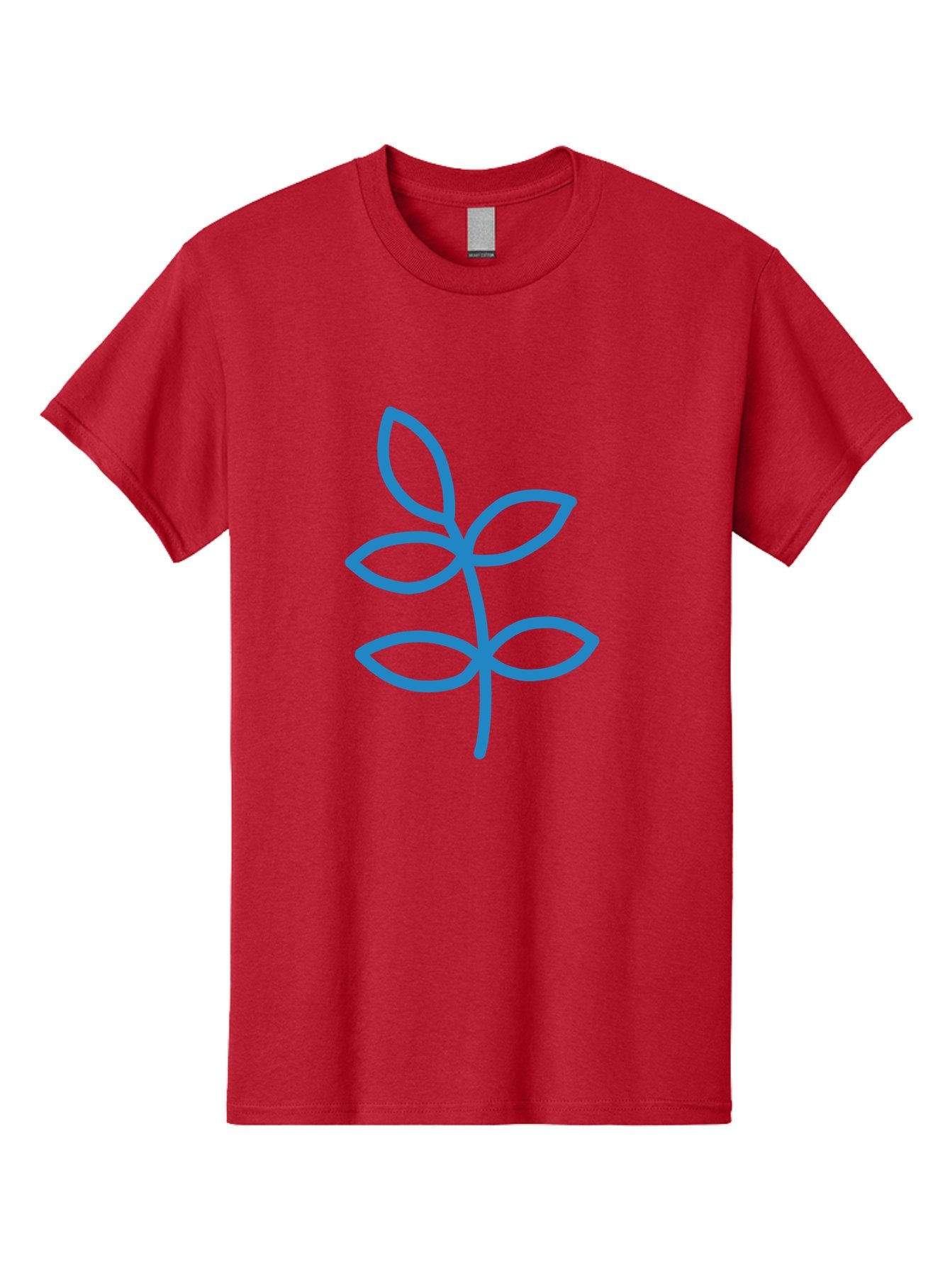 Blue-Leafy-Stem Men'S Graphic Tee, 100% Cotton, Comfortable Casual Summer Wear, Machine Washable, Simple Drawing, Blue Sprout, Five Leaves, Stem, Minimalist Design, Botanical Illustration, Hand-Drawn Art, Digital Art Aab669 6