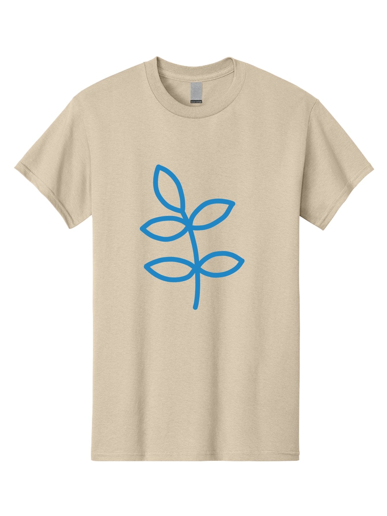 Blue-Leafy-Stem Men'S Graphic Tee, 100% Cotton, Comfortable Casual Summer Wear, Machine Washable, Simple Drawing, Blue Sprout, Five Leaves, Stem, Minimalist Design, Botanical Illustration, Hand-Drawn Art, Digital Art Aab669 3