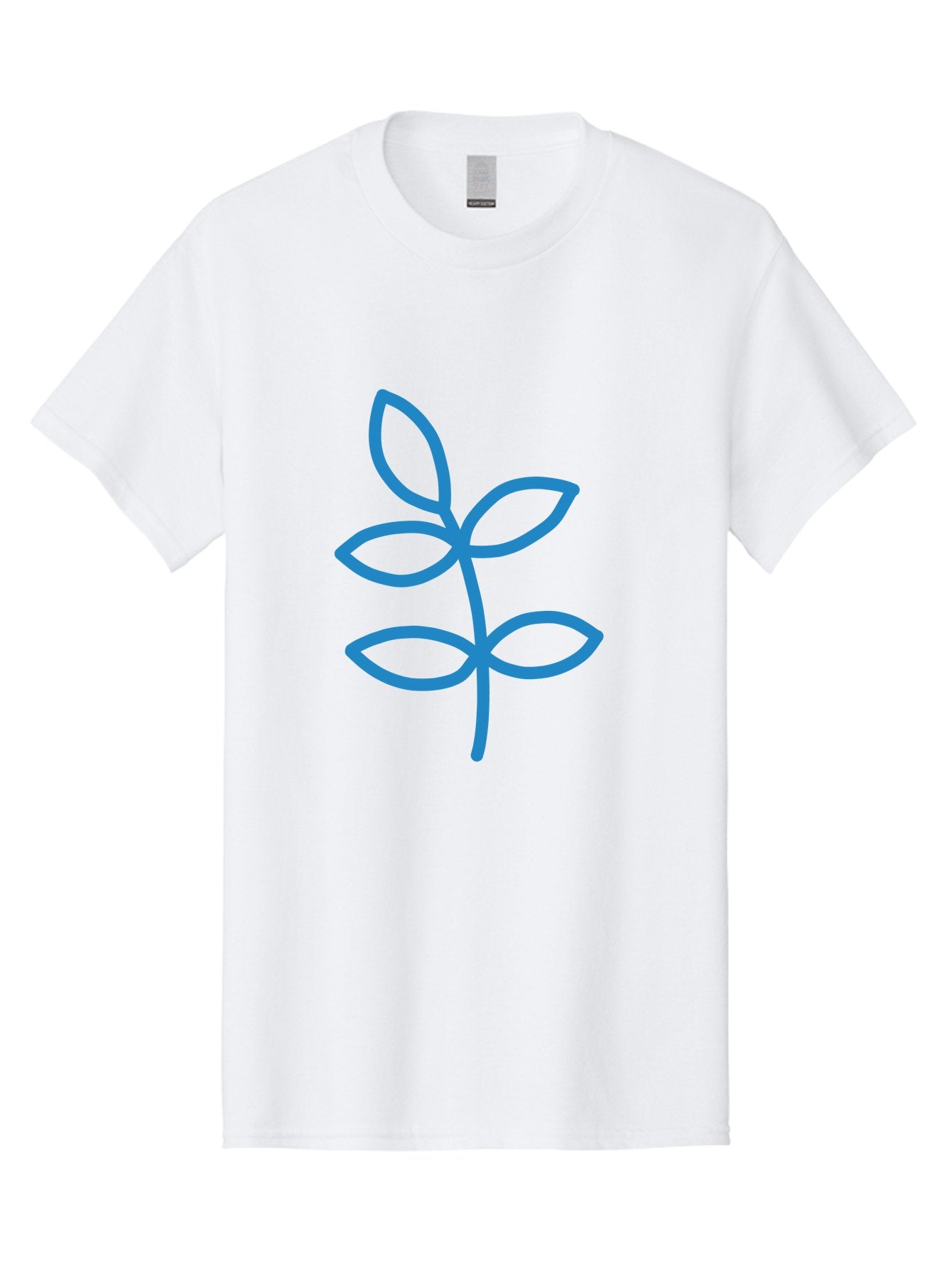 Blue-Leafy-Stem Men'S Graphic Tee, 100% Cotton, Comfortable Casual Summer Wear, Machine Washable, Simple Drawing, Blue Sprout, Five Leaves, Stem, Minimalist Design, Botanical Illustration, Hand-Drawn Art, Digital Art Aab669 8