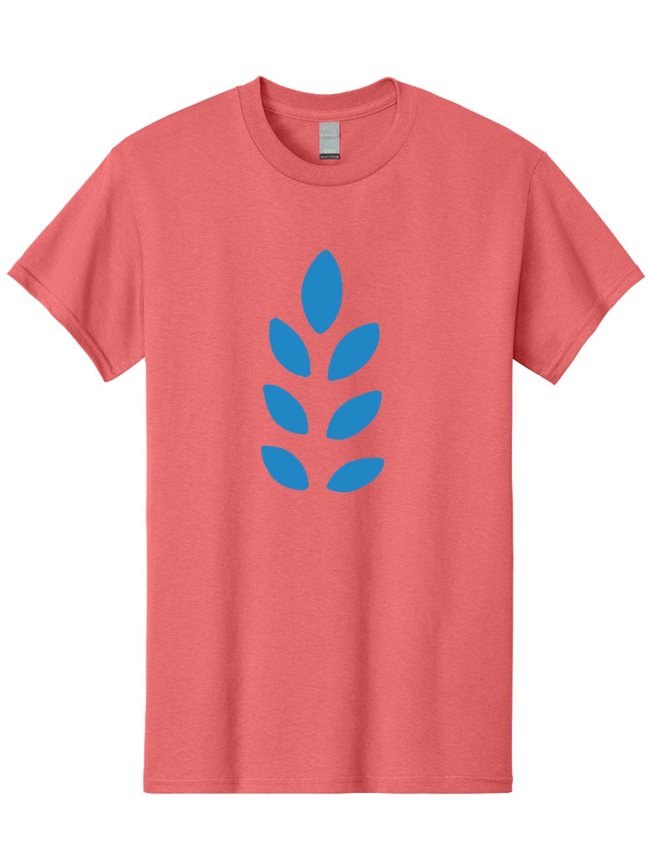 Blue-Leaves Men'S Graphic Tee, 100% Cotton, Comfortable Casual Summer Wear, Machine Washable, Blue Leaves, Simple Design, Minimalist Art, Stylized Foliage, Graphic Element, Abstract Shape, Modern Illustration Aab670