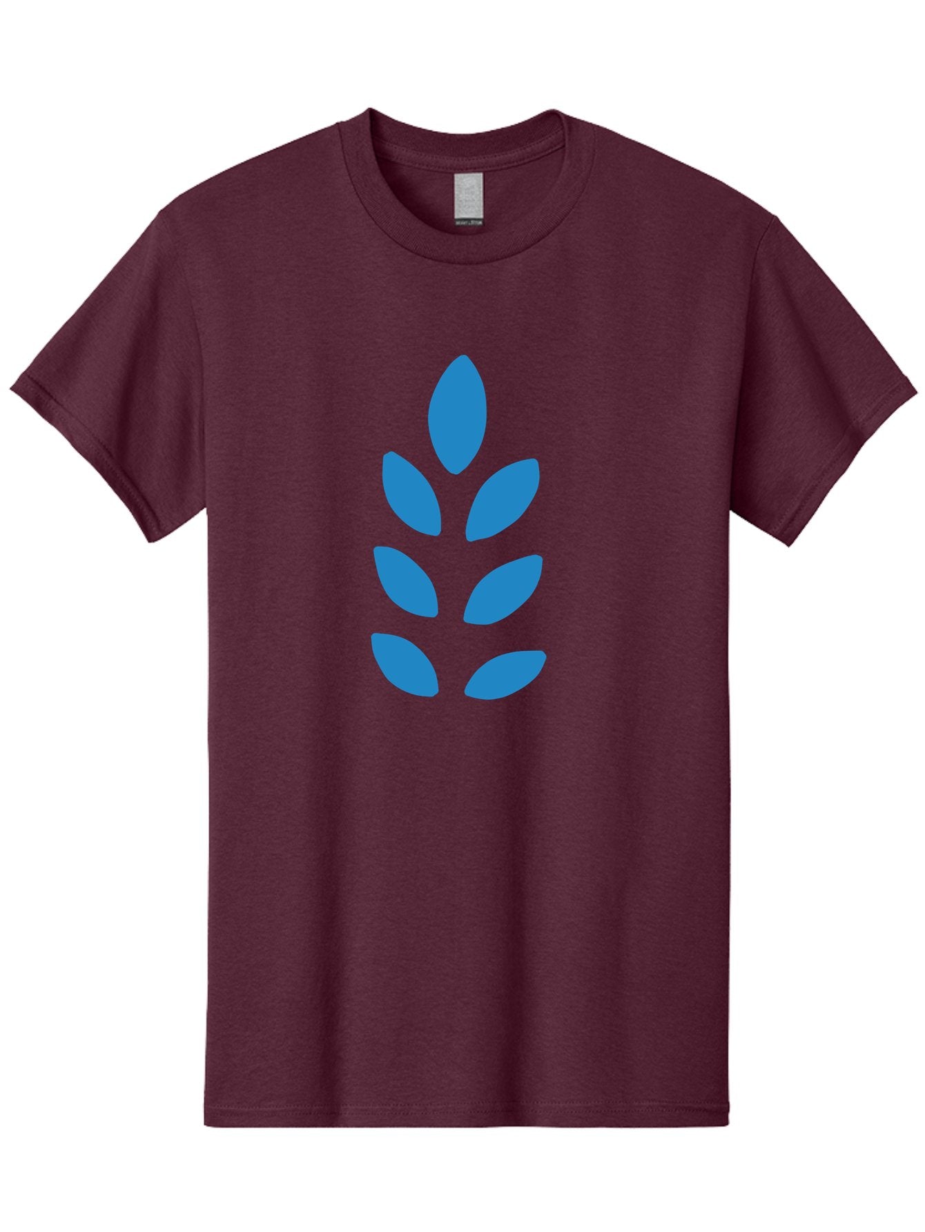 Blue-Leaves Men'S Graphic Tee, 100% Cotton, Comfortable Casual Summer Wear, Machine Washable, Blue Leaves, Simple Design, Minimalist Art, Stylized Foliage, Graphic Element, Abstract Shape, Modern Illustration Aab670 15