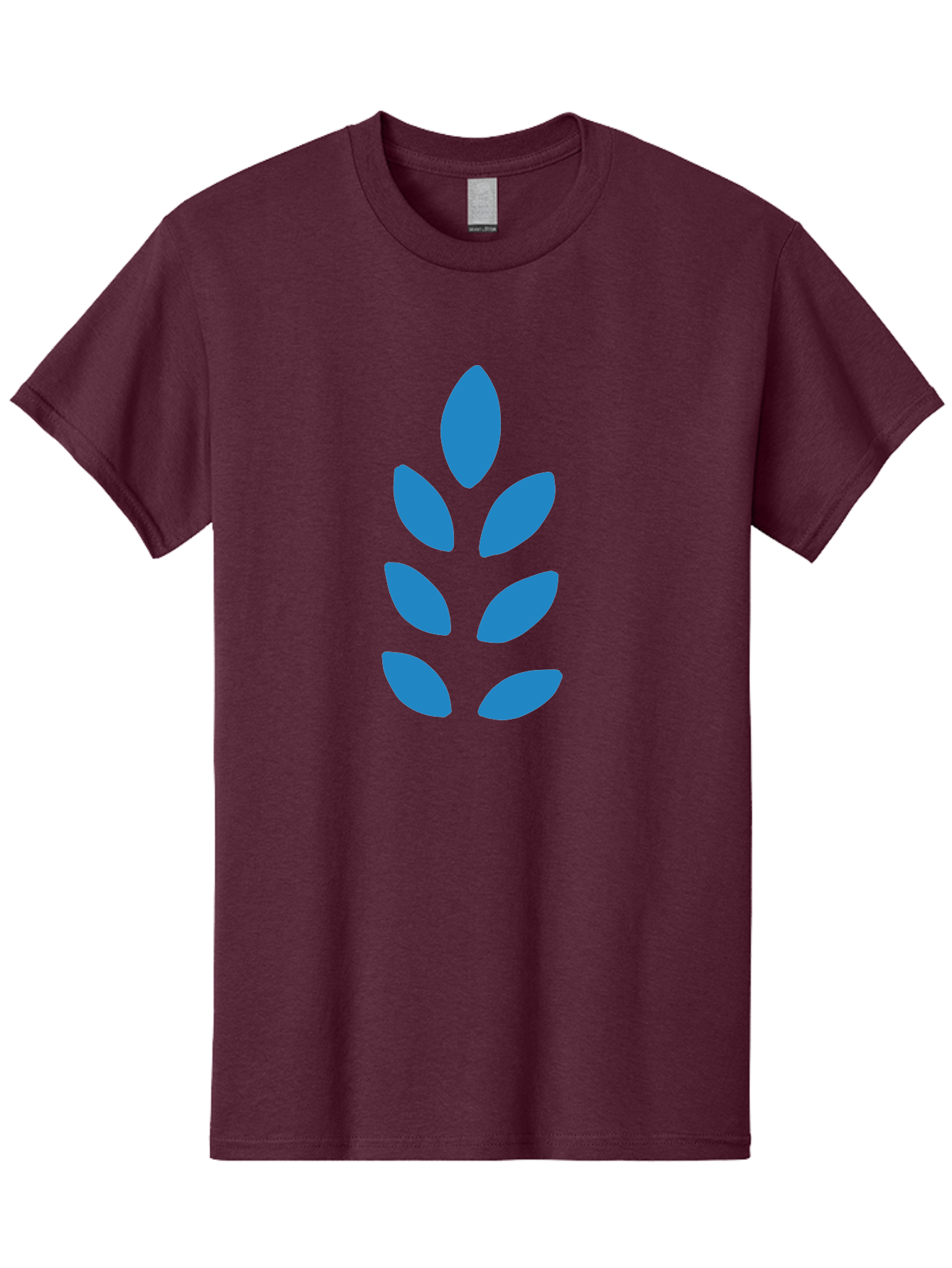Blue-Leaves Men'S Graphic Tee, 100% Cotton, Comfortable Casual Summer Wear, Machine Washable, Blue Leaves, Simple Design, Minimalist Art, Stylized Foliage, Graphic Element, Abstract Shape, Modern Illustration Aab670