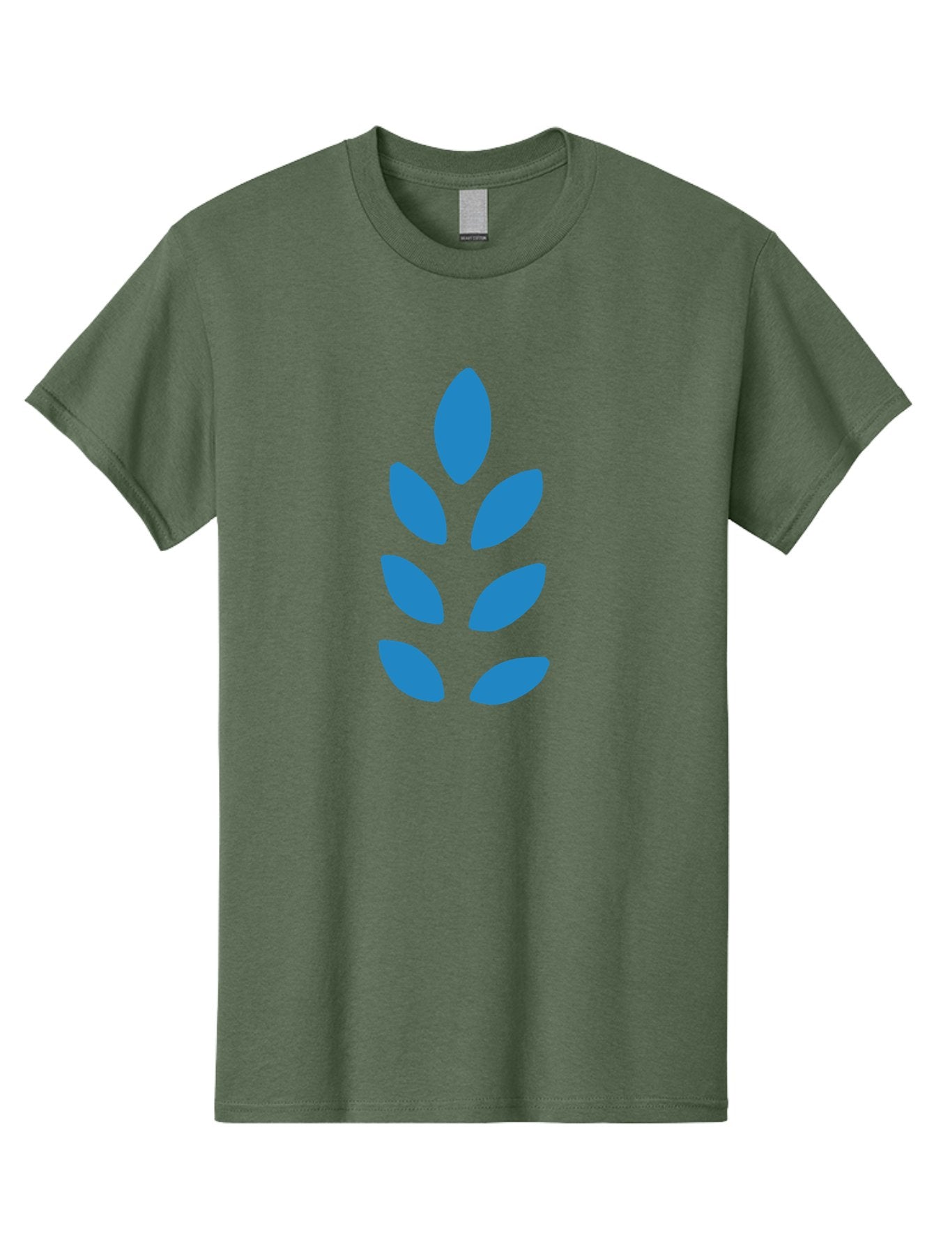 Blue-Leaves Men'S Graphic Tee, 100% Cotton, Comfortable Casual Summer Wear, Machine Washable, Blue Leaves, Simple Design, Minimalist Art, Stylized Foliage, Graphic Element, Abstract Shape, Modern Illustration Aab670 13