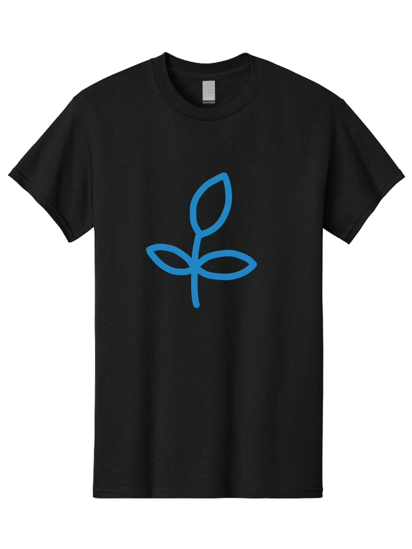 Blue-Plant Men'S Graphic Tee, 100% Cotton, Comfortable Casual Summer Wear, Machine Washable, Simple Plant Illustration, Blue Outline, Minimalist Design, Childlike Artwork, Hand-Drawn Imagery, Floral Motif, Stylized Leaves Aab671 11