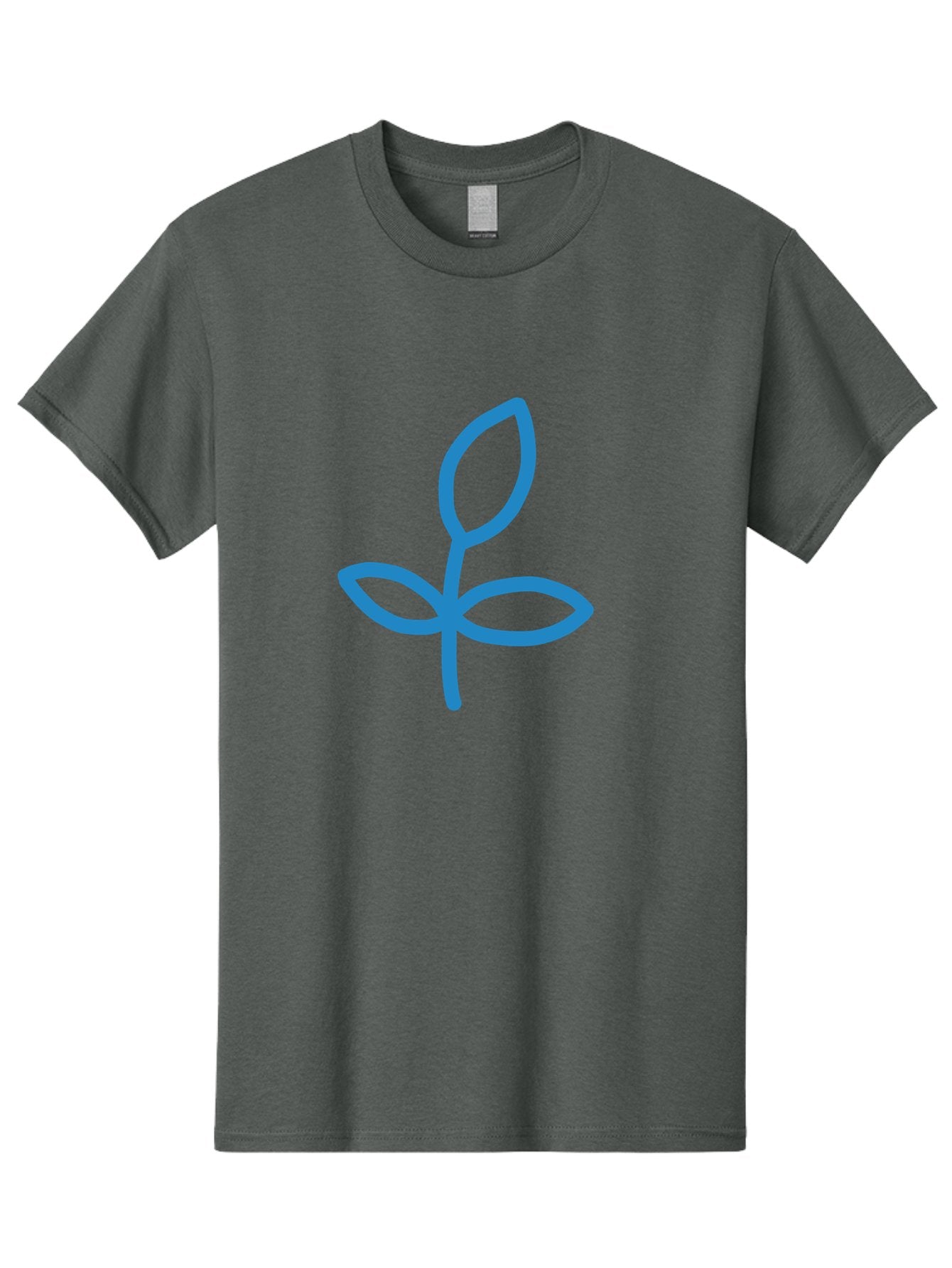Blue-Plant Men'S Graphic Tee, 100% Cotton, Comfortable Casual Summer Wear, Machine Washable, Simple Plant Illustration, Blue Outline, Minimalist Design, Childlike Artwork, Hand-Drawn Imagery, Floral Motif, Stylized Leaves Aab671