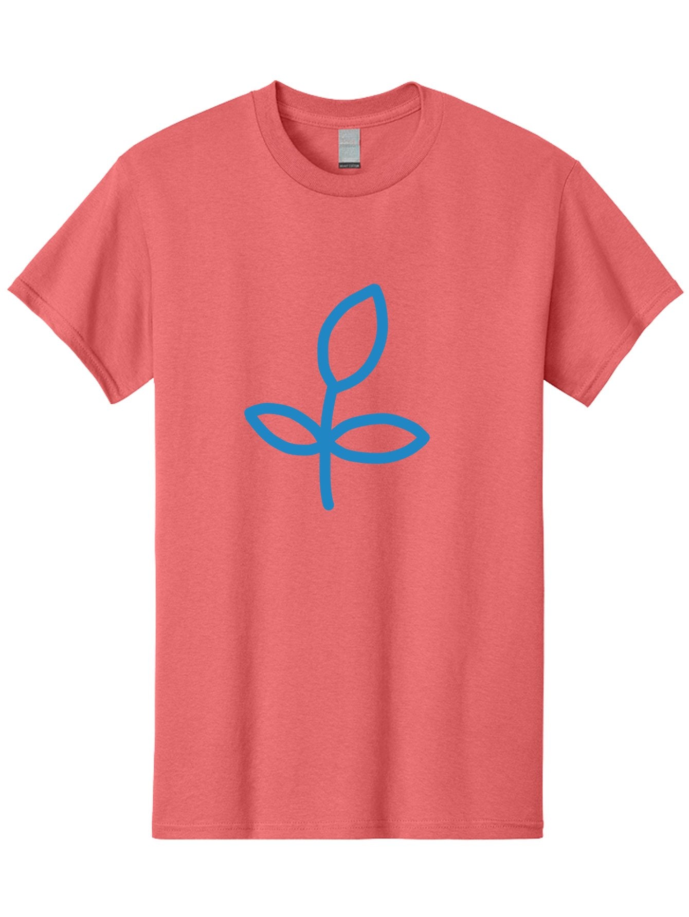 Blue-Plant Men'S Graphic Tee, 100% Cotton, Comfortable Casual Summer Wear, Machine Washable, Simple Plant Illustration, Blue Outline, Minimalist Design, Childlike Artwork, Hand-Drawn Imagery, Floral Motif, Stylized Leaves Aab671 7