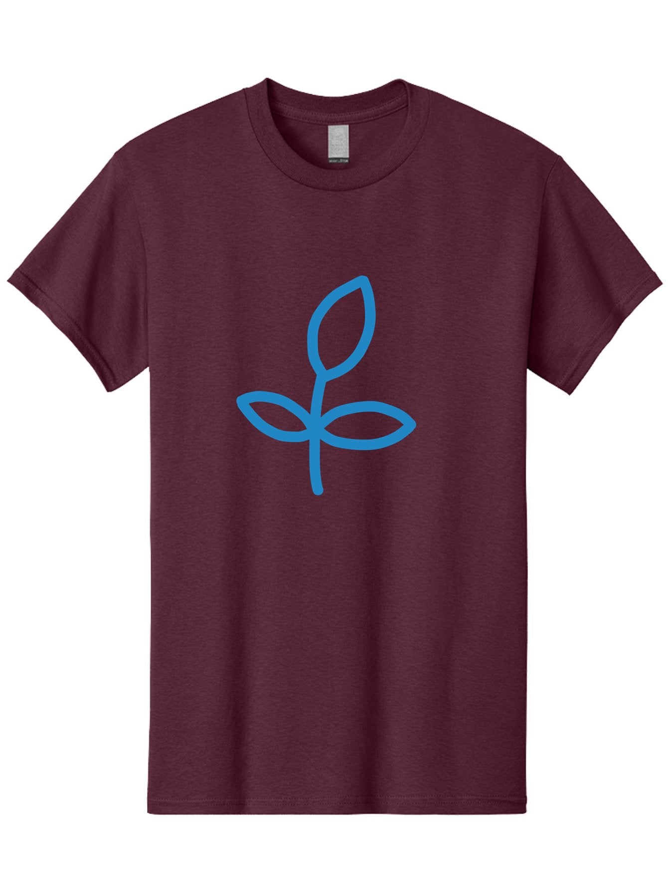 Blue-Plant Men'S Graphic Tee, 100% Cotton, Comfortable Casual Summer Wear, Machine Washable, Simple Plant Illustration, Blue Outline, Minimalist Design, Childlike Artwork, Hand-Drawn Imagery, Floral Motif, Stylized Leaves Aab671 10