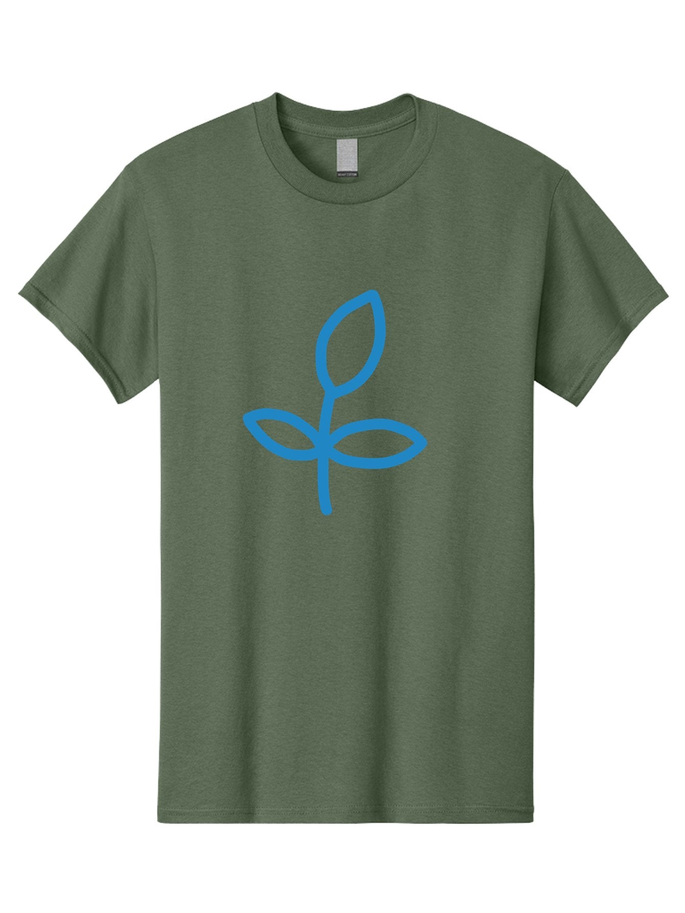 Blue-Plant Men'S Graphic Tee, 100% Cotton, Comfortable Casual Summer Wear, Machine Washable, Simple Plant Illustration, Blue Outline, Minimalist Design, Childlike Artwork, Hand-Drawn Imagery, Floral Motif, Stylized Leaves Aab671 9
