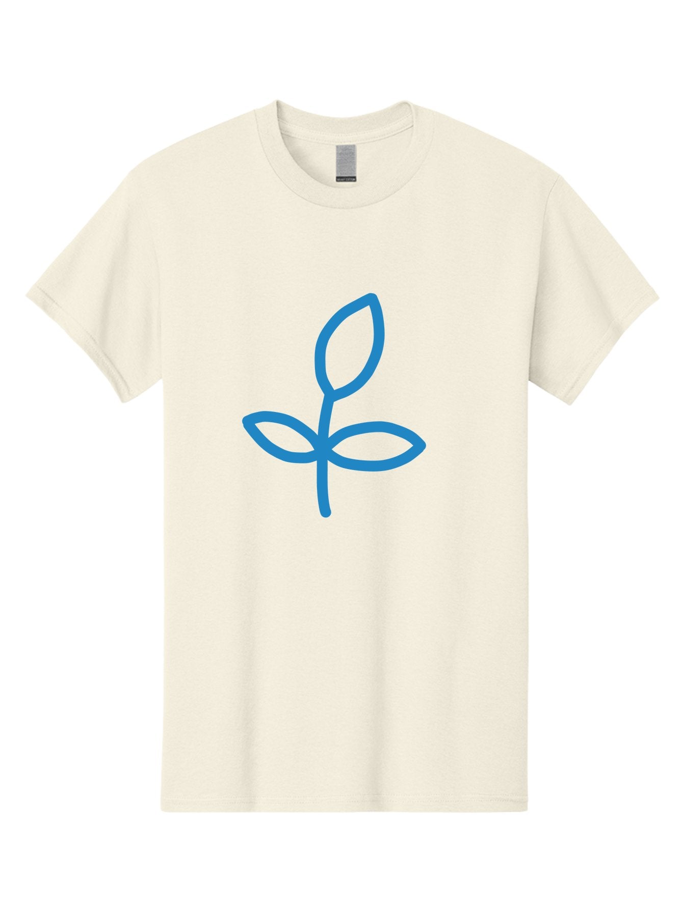 Blue-Plant Men'S Graphic Tee, 100% Cotton, Comfortable Casual Summer Wear, Machine Washable, Simple Plant Illustration, Blue Outline, Minimalist Design, Childlike Artwork, Hand-Drawn Imagery, Floral Motif, Stylized Leaves Aab671 14