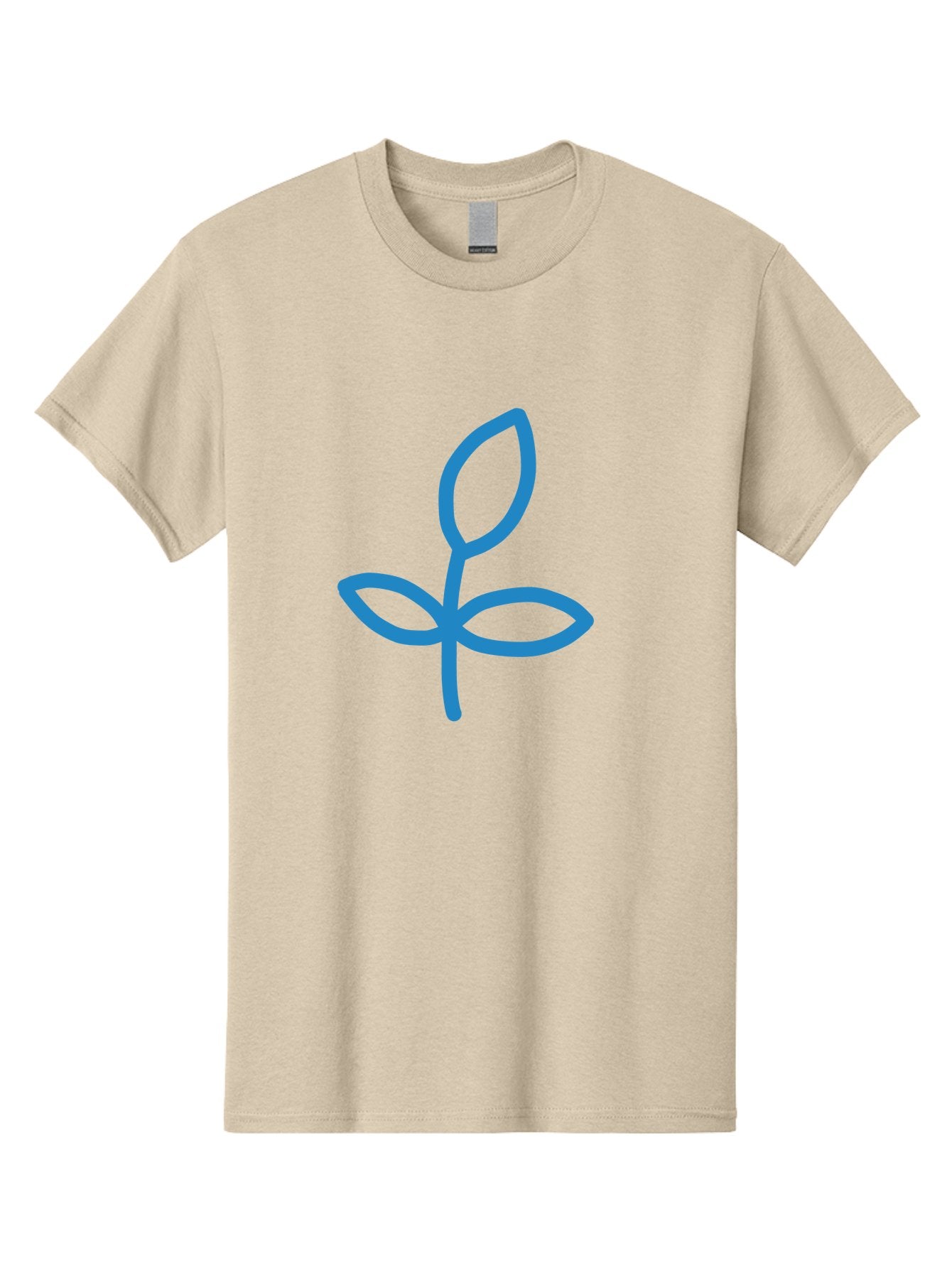 Blue-Plant Men'S Graphic Tee, 100% Cotton, Comfortable Casual Summer Wear, Machine Washable, Simple Plant Illustration, Blue Outline, Minimalist Design, Childlike Artwork, Hand-Drawn Imagery, Floral Motif, Stylized Leaves Aab671 12