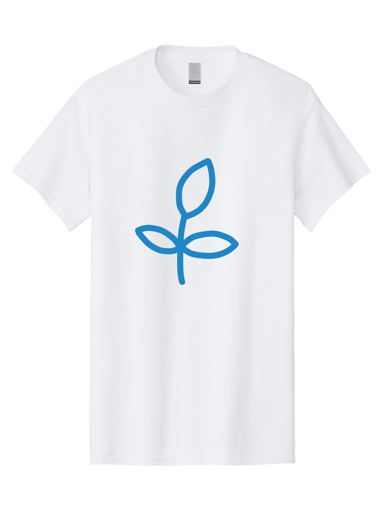 Blue-Plant Men'S Graphic Tee, 100% Cotton, Comfortable Casual Summer Wear, Machine Washable, Simple Plant Illustration, Blue Outline, Minimalist Design, Childlike Artwork, Hand-Drawn Imagery, Floral Motif, Stylized Leaves Aab671 5