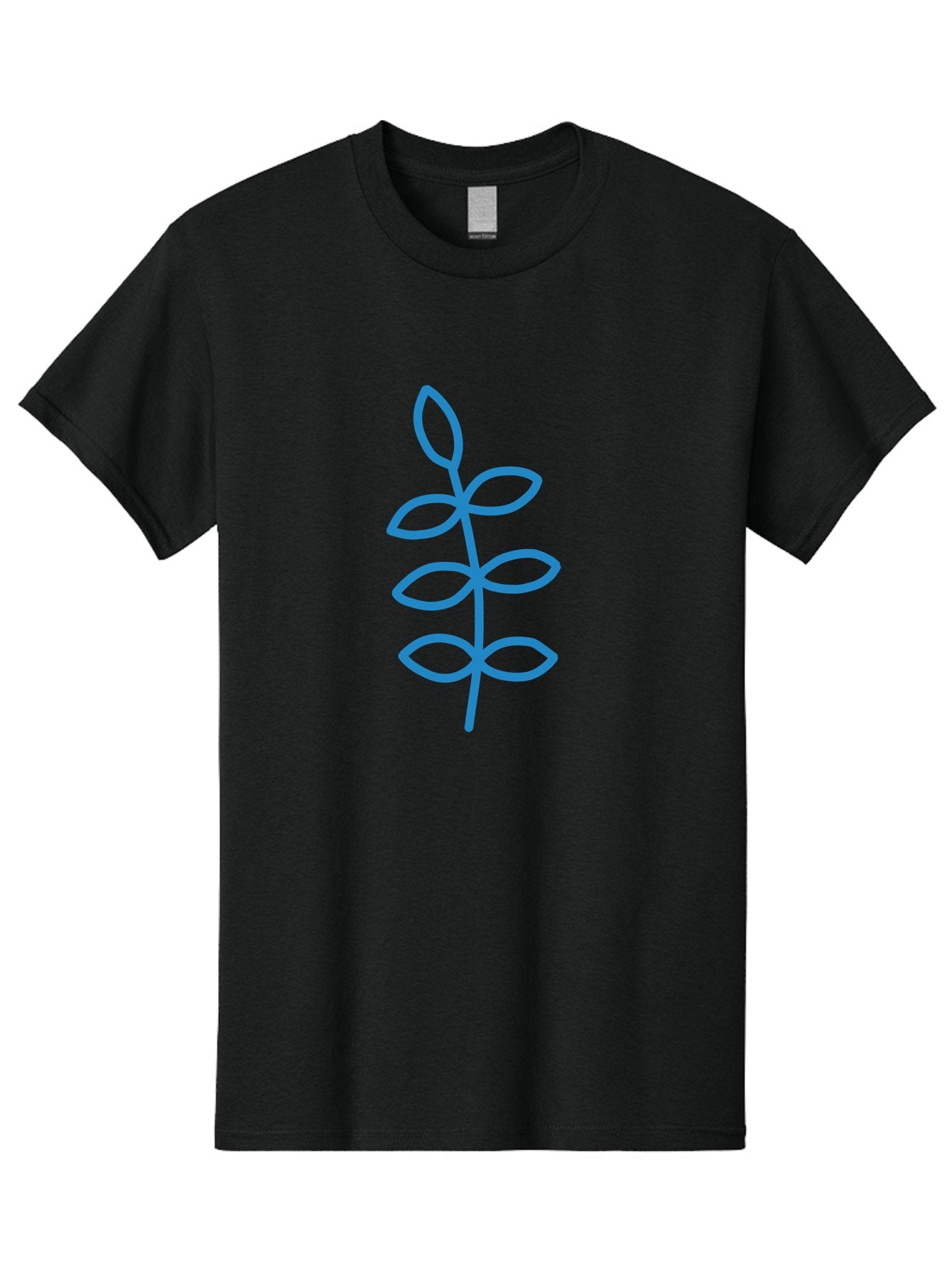 Blue-Stem Men'S Graphic Tee, 100% Cotton, Comfortable Casual Summer Wear, Machine Washable, Simple Plant Drawing, Blue Outline, Minimalist Art, Stylized Leaves, Modern Illustration, Digital Artwork, Nature-Inspired Design Aab672 8