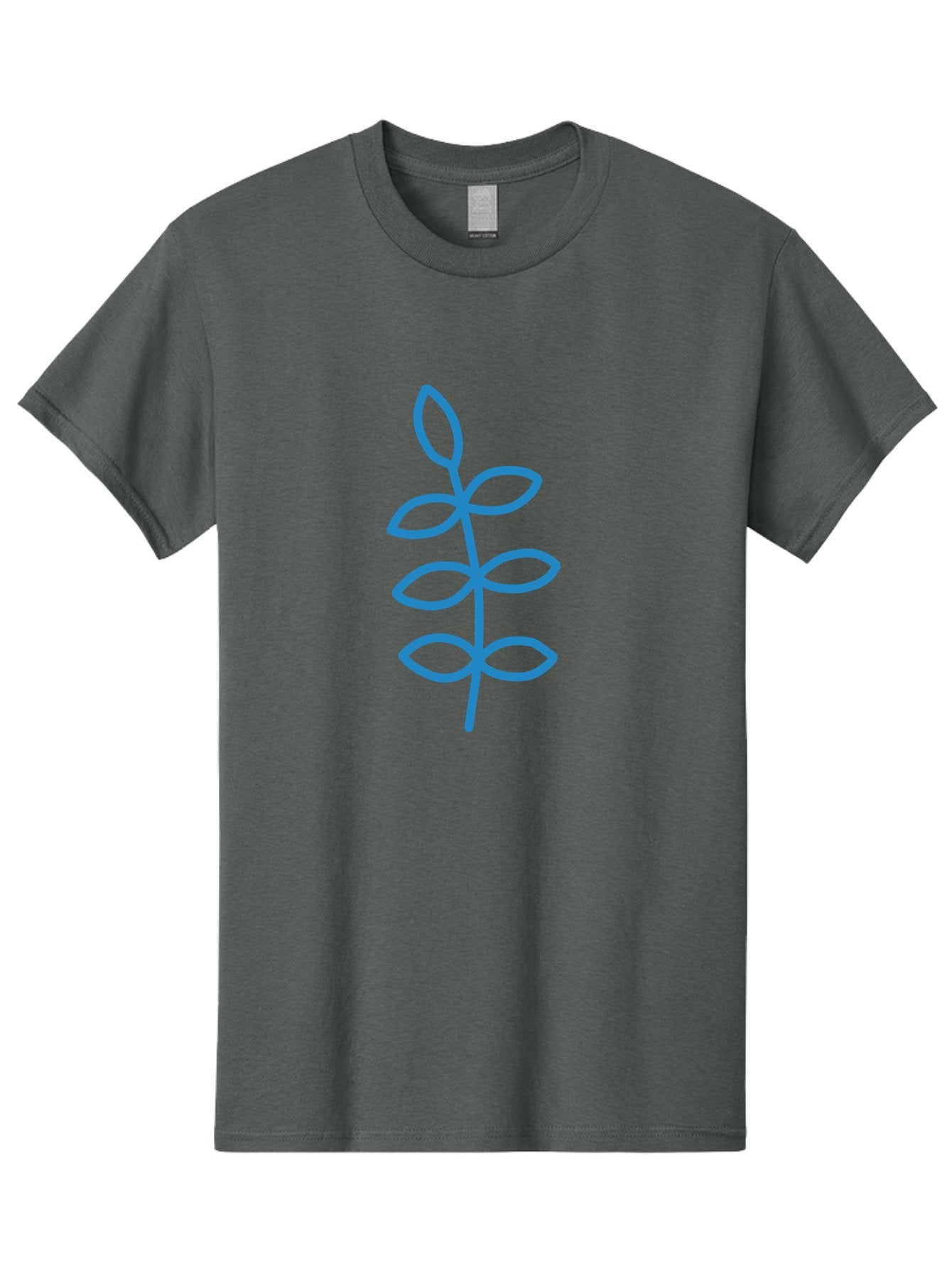 Blue-Stem Men'S Graphic Tee, 100% Cotton, Comfortable Casual Summer Wear, Machine Washable, Simple Plant Drawing, Blue Outline, Minimalist Art, Stylized Leaves, Modern Illustration, Digital Artwork, Nature-Inspired Design Aab672 12