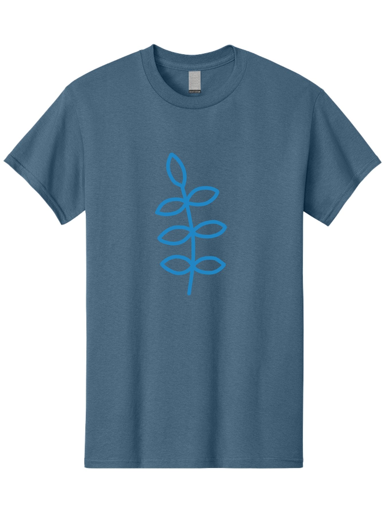 Blue-Stem Men'S Graphic Tee, 100% Cotton, Comfortable Casual Summer Wear, Machine Washable, Simple Plant Drawing, Blue Outline, Minimalist Art, Stylized Leaves, Modern Illustration, Digital Artwork, Nature-Inspired Design Aab672 9