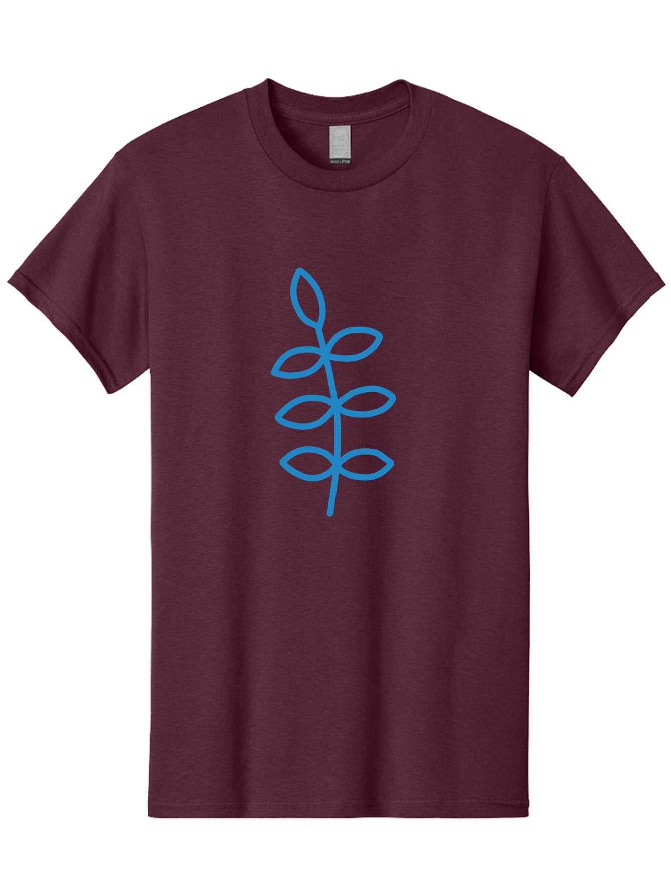 Blue-Stem Men'S Graphic Tee, 100% Cotton, Comfortable Casual Summer Wear, Machine Washable, Simple Plant Drawing, Blue Outline, Minimalist Art, Stylized Leaves, Modern Illustration, Digital Artwork, Nature-Inspired Design Aab672 10