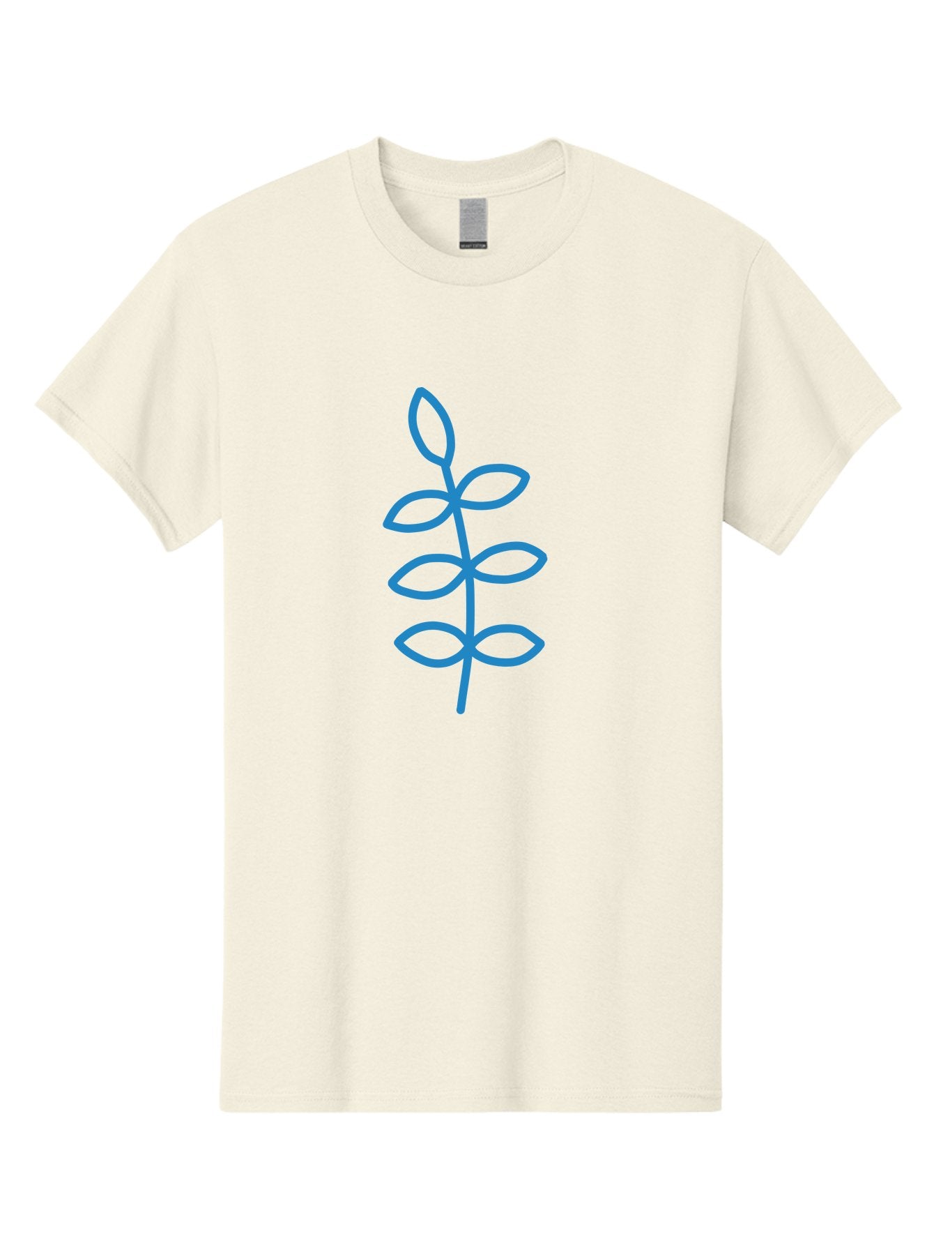 Blue-Stem Men'S Graphic Tee, 100% Cotton, Comfortable Casual Summer Wear, Machine Washable, Simple Plant Drawing, Blue Outline, Minimalist Art, Stylized Leaves, Modern Illustration, Digital Artwork, Nature-Inspired Design Aab672 5
