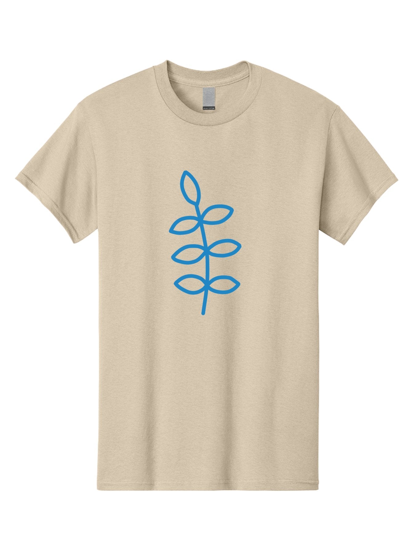 Blue-Stem Men'S Graphic Tee, 100% Cotton, Comfortable Casual Summer Wear, Machine Washable, Simple Plant Drawing, Blue Outline, Minimalist Art, Stylized Leaves, Modern Illustration, Digital Artwork, Nature-Inspired Design Aab672 14
