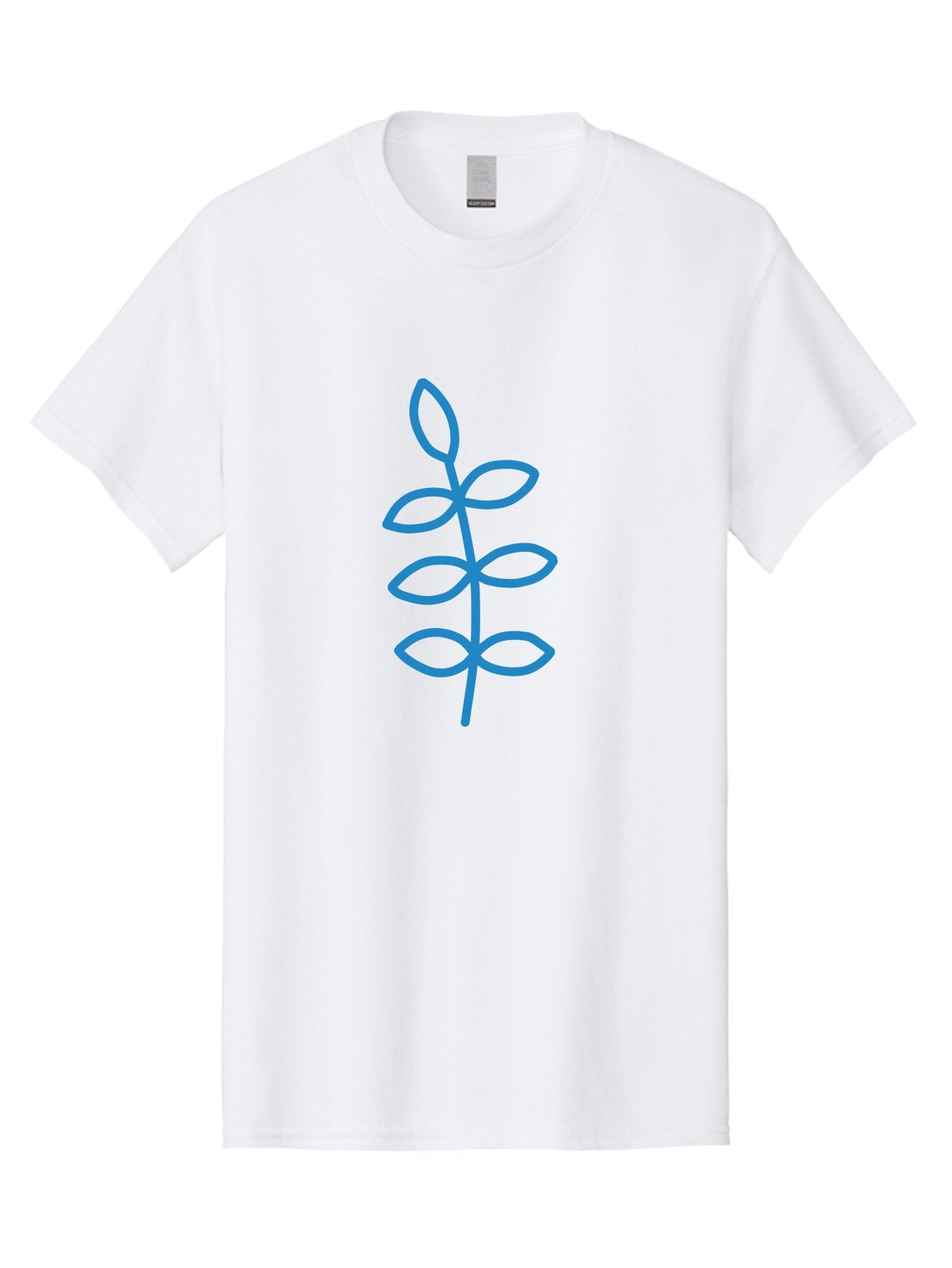Blue-Stem Men'S Graphic Tee, 100% Cotton, Comfortable Casual Summer Wear, Machine Washable, Simple Plant Drawing, Blue Outline, Minimalist Art, Stylized Leaves, Modern Illustration, Digital Artwork, Nature-Inspired Design Aab672