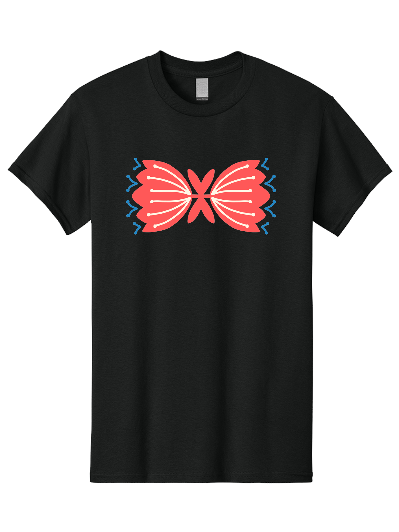 Butterfly Men'S Graphic Tee, 100% Cotton, Comfortable Casual Summer Wear, Machine Washable, Pink Butterfly, Symmetrical Design, White Lines, Blue Zigzags, Abstract Art, Colorful Graphics, Modern Illustration, Decorative Wings Aab676 9