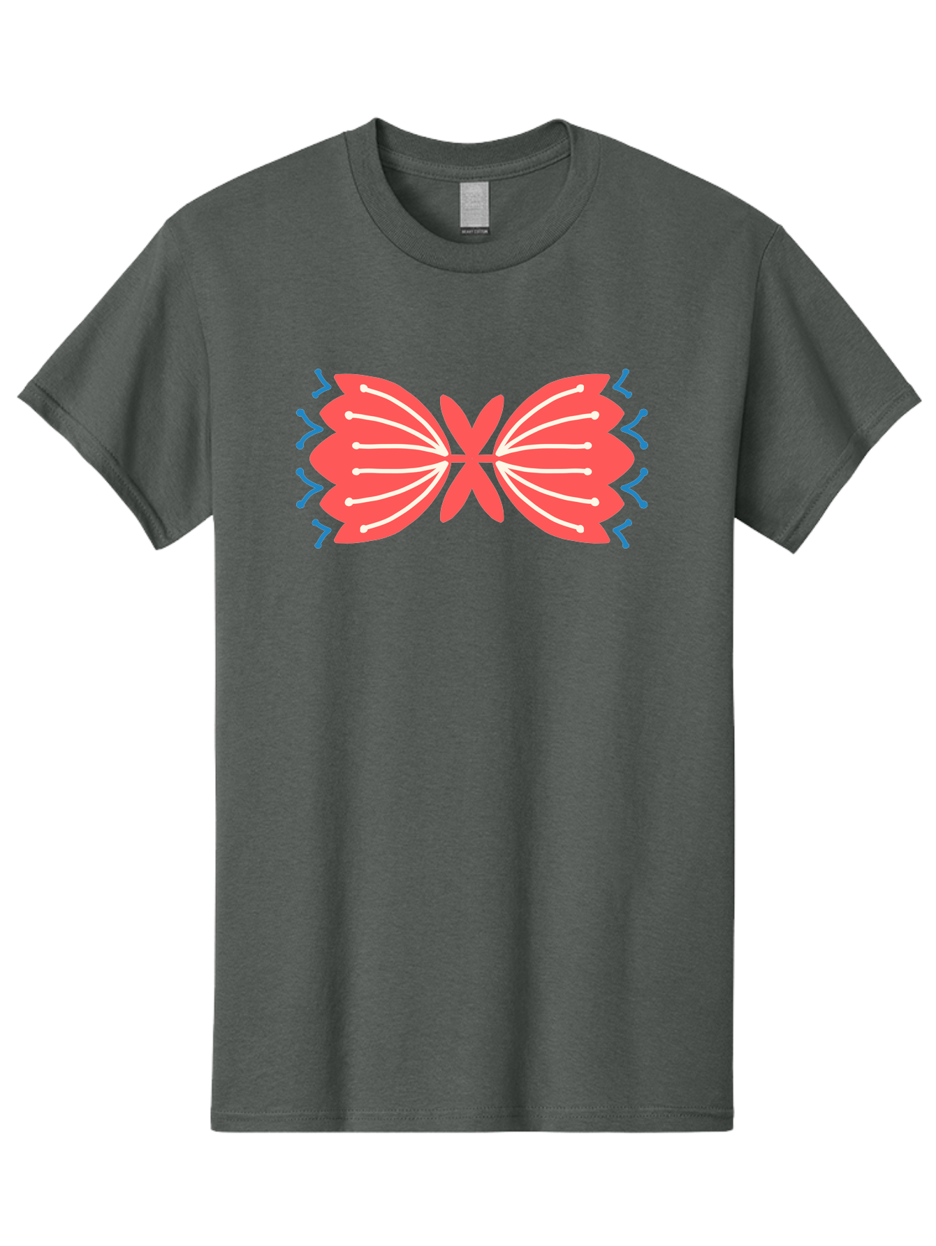 Butterfly Men'S Graphic Tee, 100% Cotton, Comfortable Casual Summer Wear, Machine Washable, Pink Butterfly, Symmetrical Design, White Lines, Blue Zigzags, Abstract Art, Colorful Graphics, Modern Illustration, Decorative Wings Aab676 3