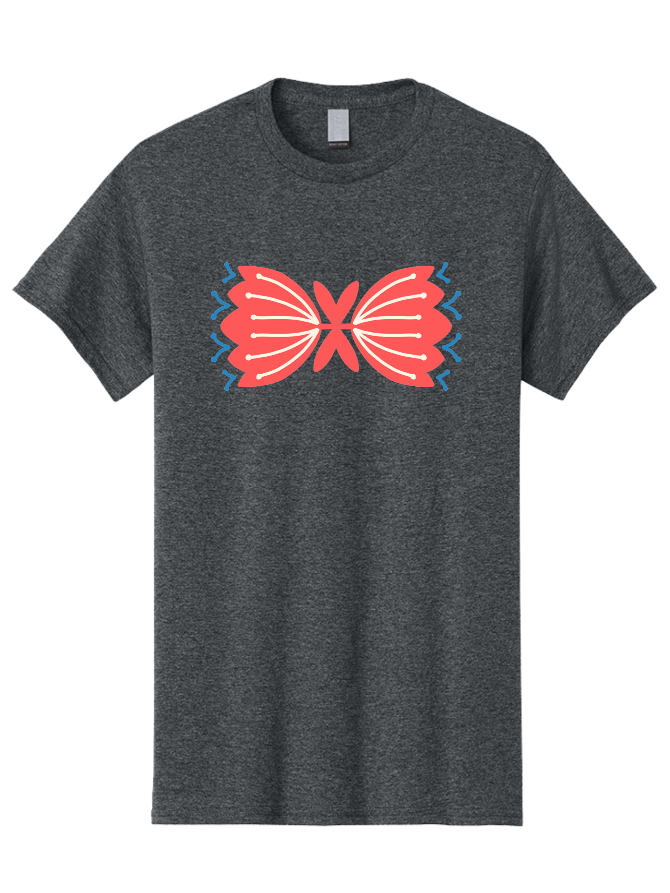 Butterfly Men'S Graphic Tee, 100% Cotton, Comfortable Casual Summer Wear, Machine Washable, Pink Butterfly, Symmetrical Design, White Lines, Blue Zigzags, Abstract Art, Colorful Graphics, Modern Illustration, Decorative Wings Aab676 15
