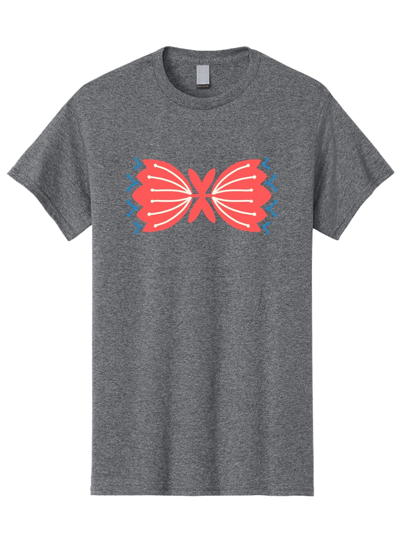 Butterfly Men'S Graphic Tee, 100% Cotton, Comfortable Casual Summer Wear, Machine Washable, Pink Butterfly, Symmetrical Design, White Lines, Blue Zigzags, Abstract Art, Colorful Graphics, Modern Illustration, Decorative Wings Aab676 10