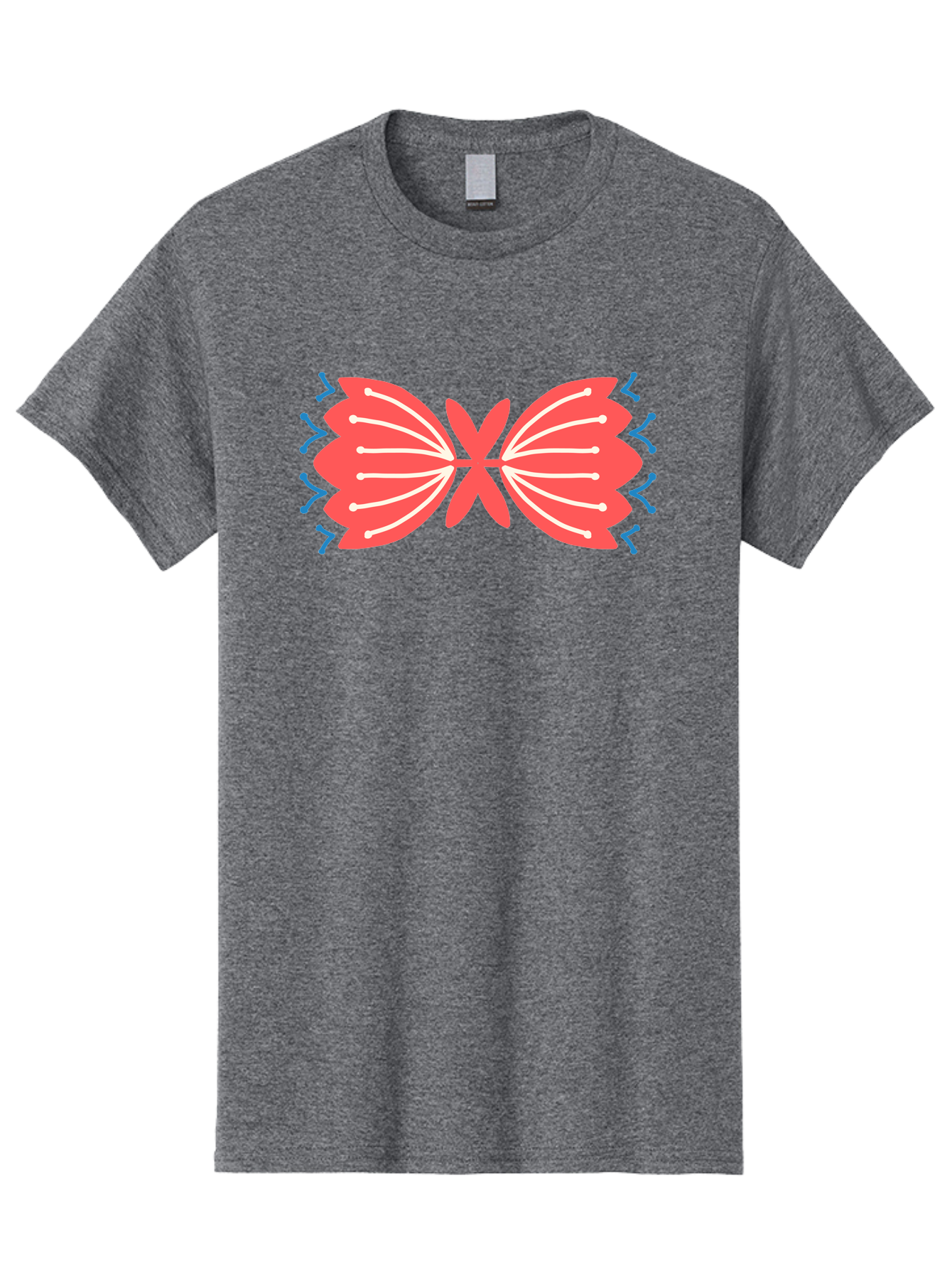 Butterfly Men'S Graphic Tee, 100% Cotton, Comfortable Casual Summer Wear, Machine Washable, Pink Butterfly, Symmetrical Design, White Lines, Blue Zigzags, Abstract Art, Colorful Graphics, Modern Illustration, Decorative Wings Aab676 27