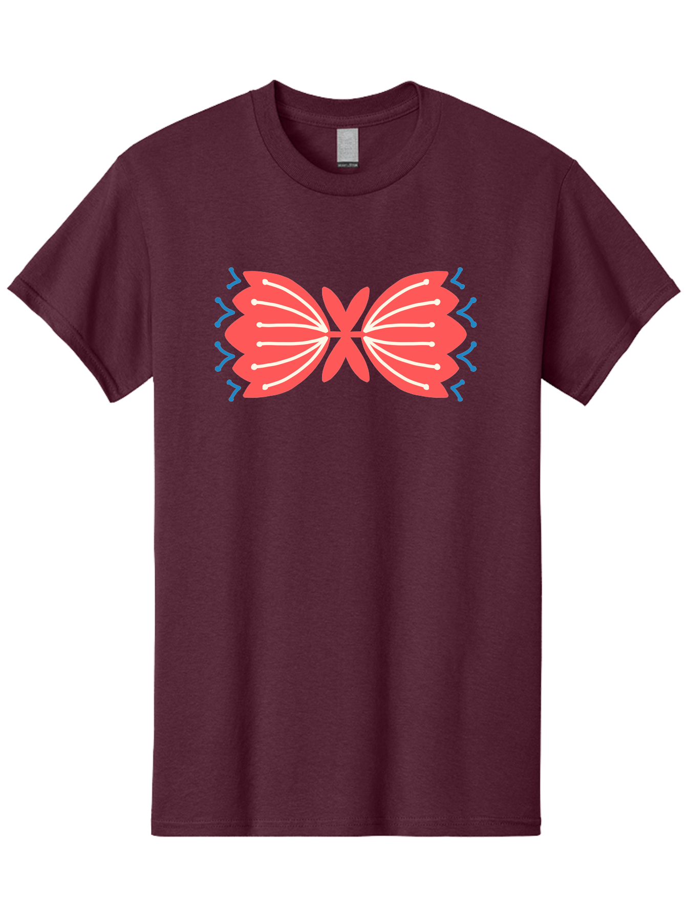 Butterfly Men'S Graphic Tee, 100% Cotton, Comfortable Casual Summer Wear, Machine Washable, Pink Butterfly, Symmetrical Design, White Lines, Blue Zigzags, Abstract Art, Colorful Graphics, Modern Illustration, Decorative Wings Aab676 7